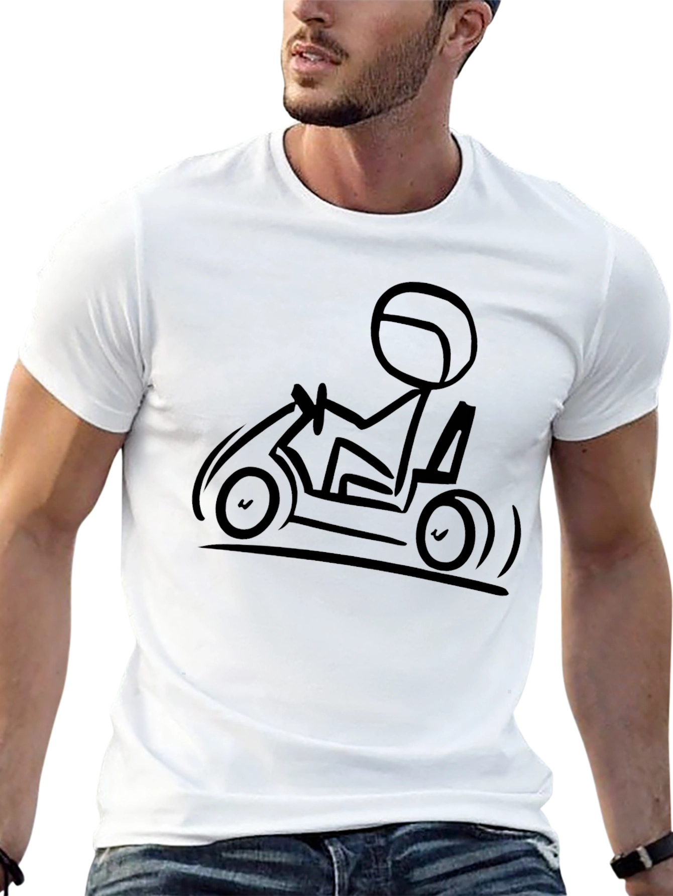 Black Stick Figure Go-Kart Black T-Shirt view 13
