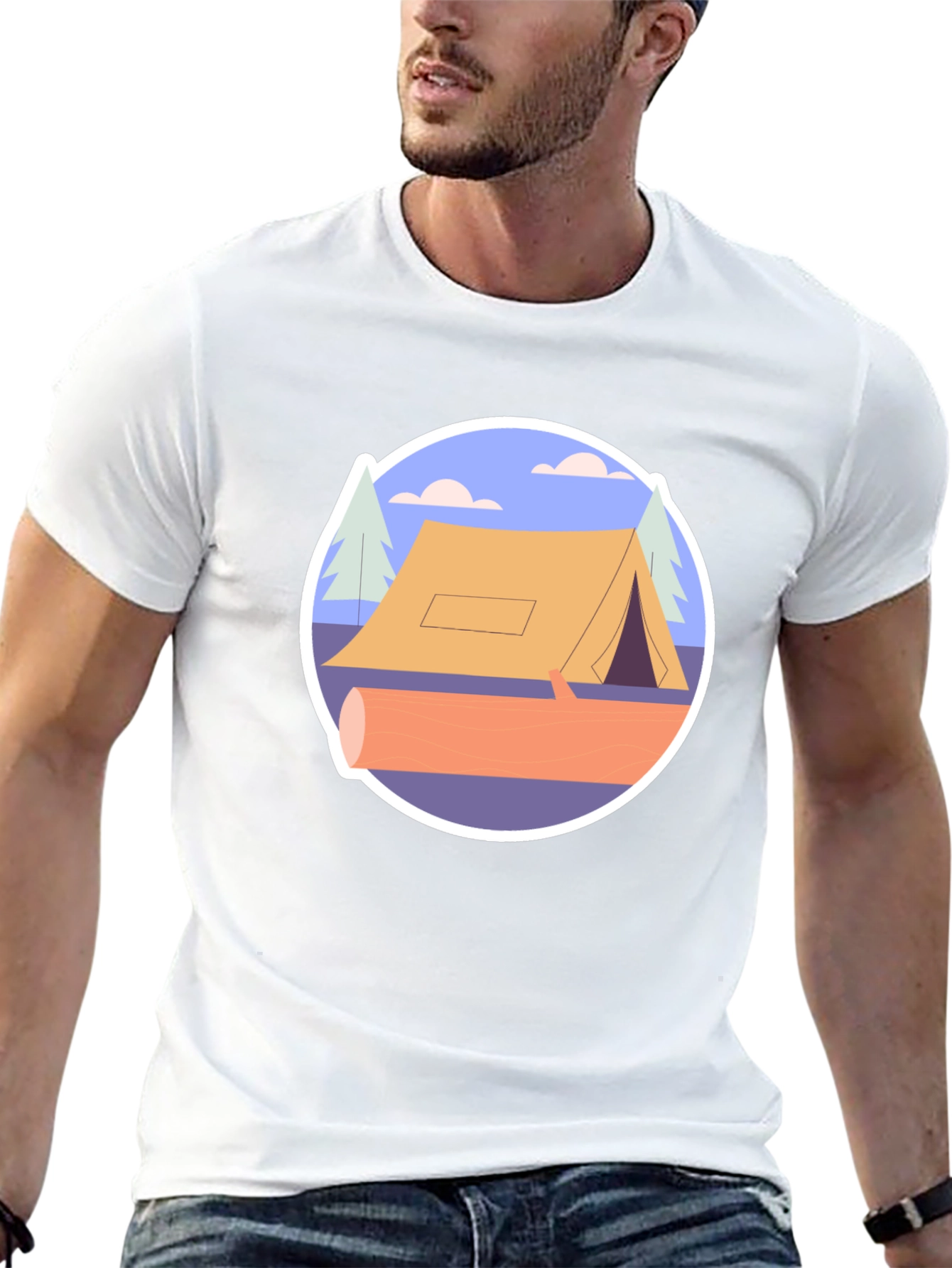 Black Camping Tent Graphic Tee - Nature Adventure Shirt view 13