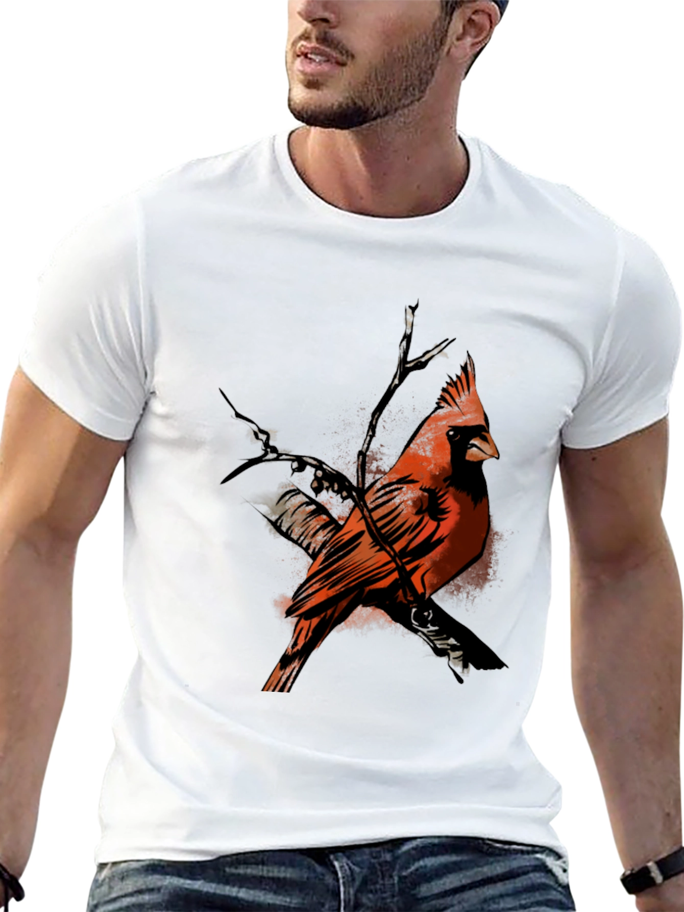 Black Cardinal Bird Graphic Black T-Shirt view 13
