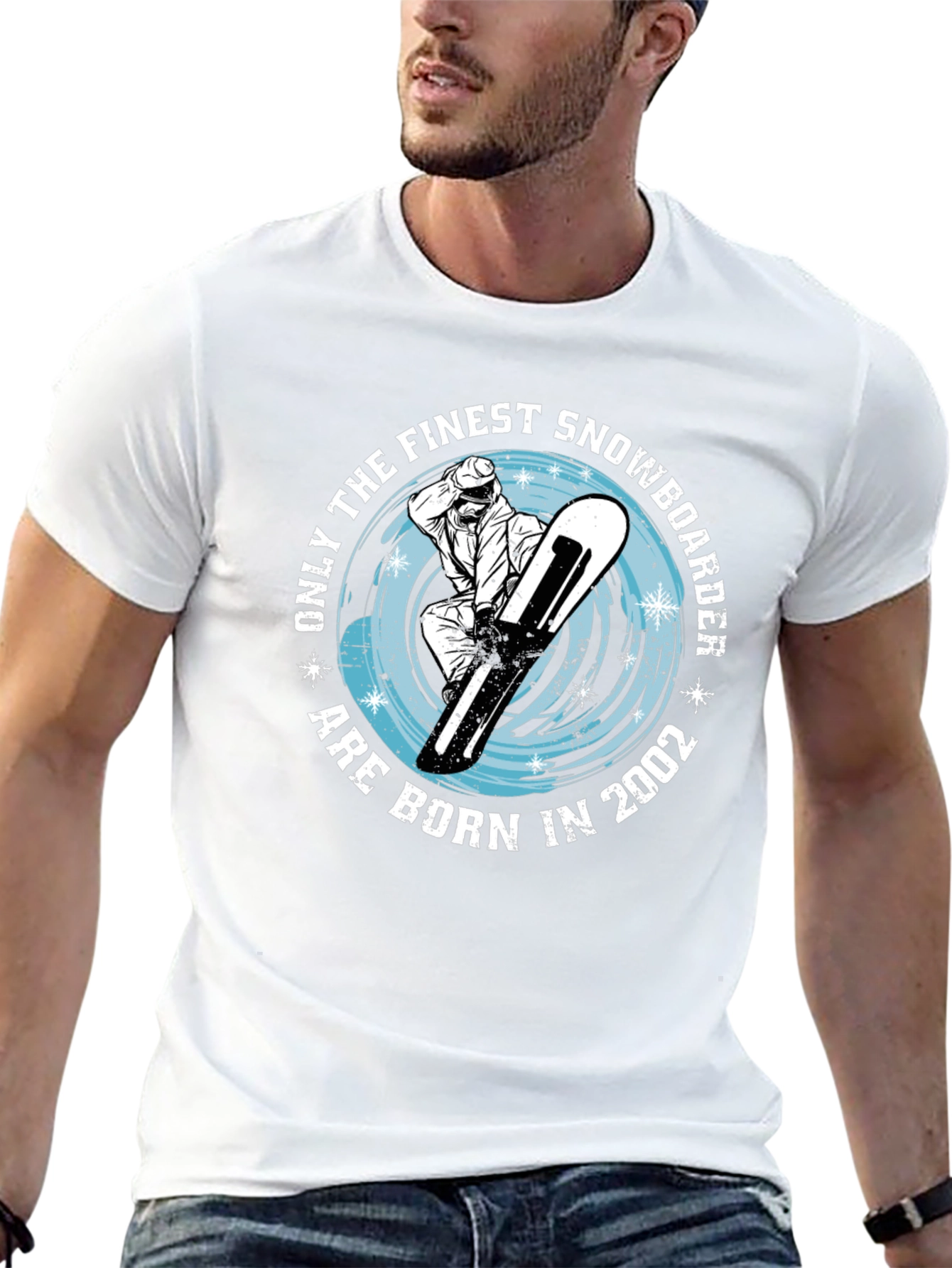 Black Finest Snowboarder Born in 2002 T-Shirt view 13