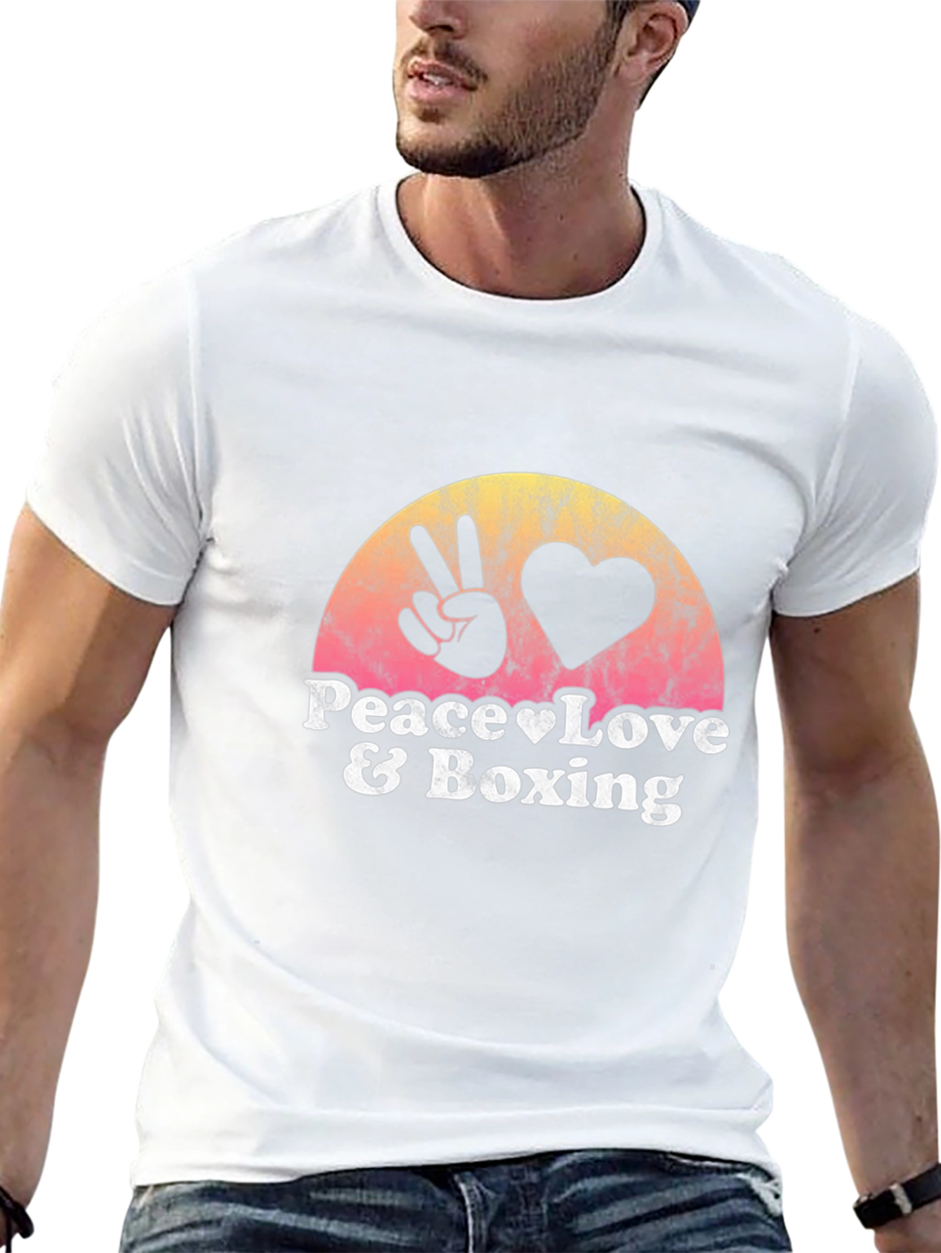 Black Peace Love and Boxing Black T-Shirt view 13