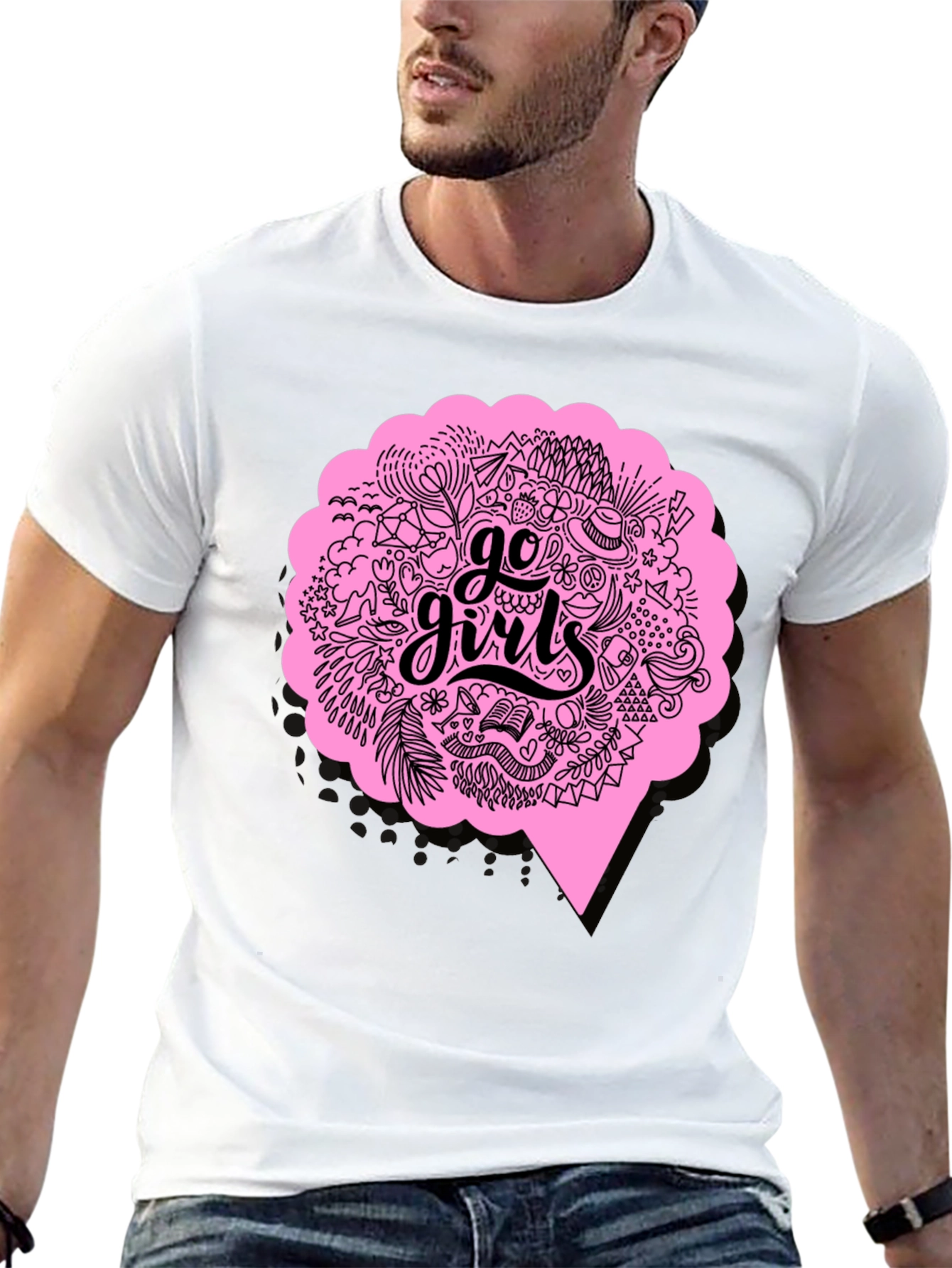 Black Go Girls Graphic Tee - Black Cotton T-Shirt view 13