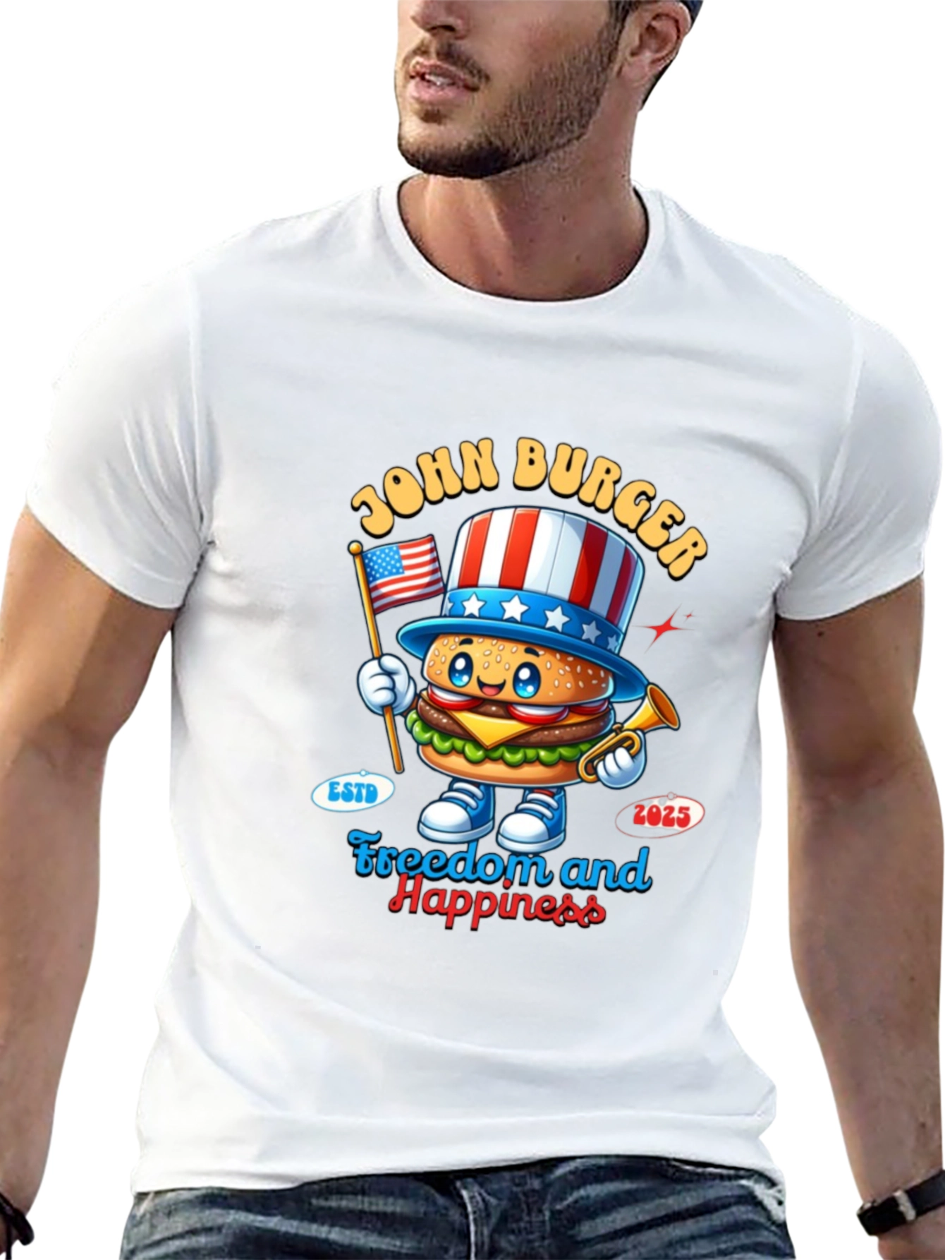 Black John Burger Graphic Tee - Freedom & Happiness view 13