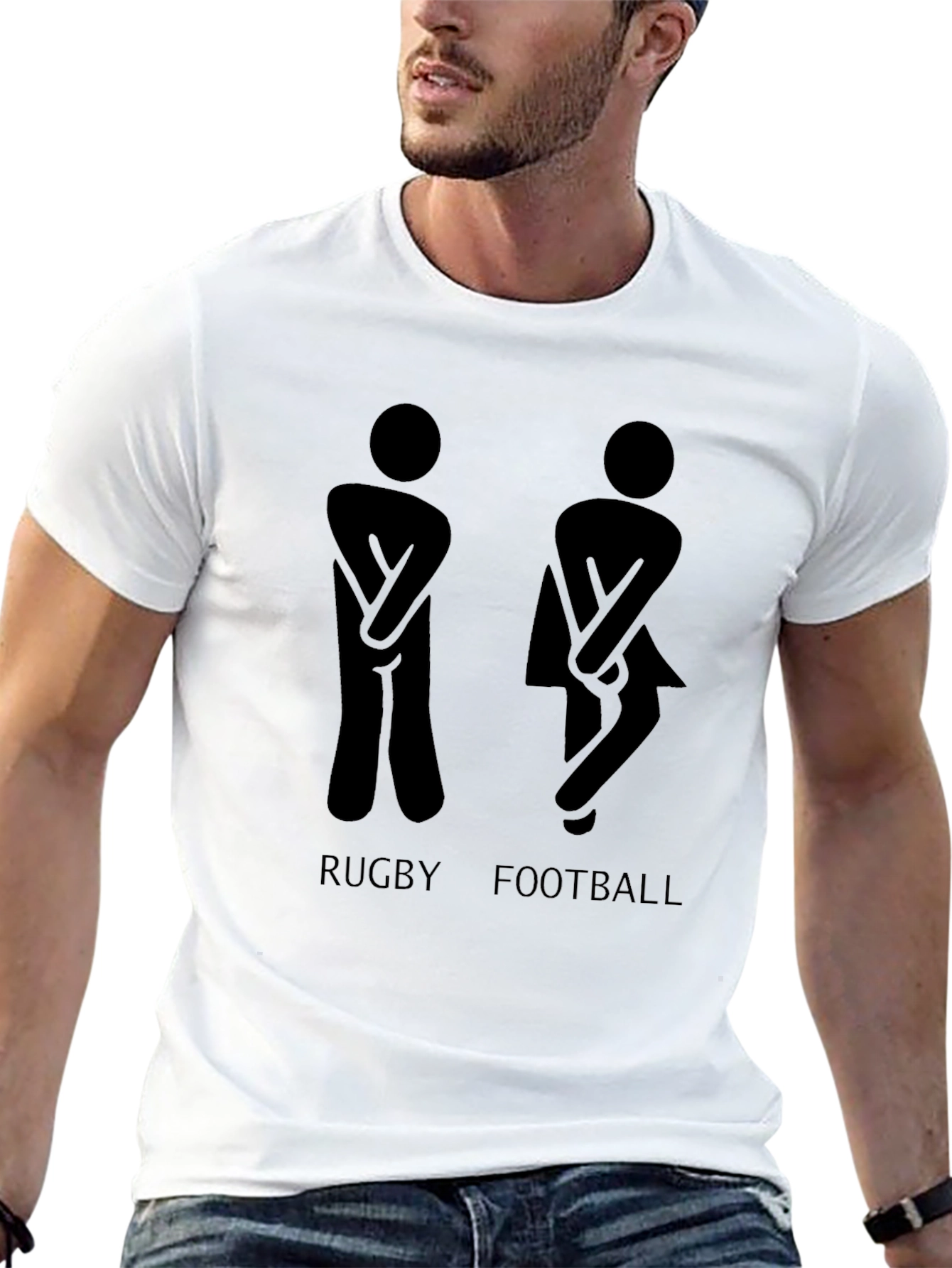 Black Funny Rugby Football Humor Graphic Tee view 13