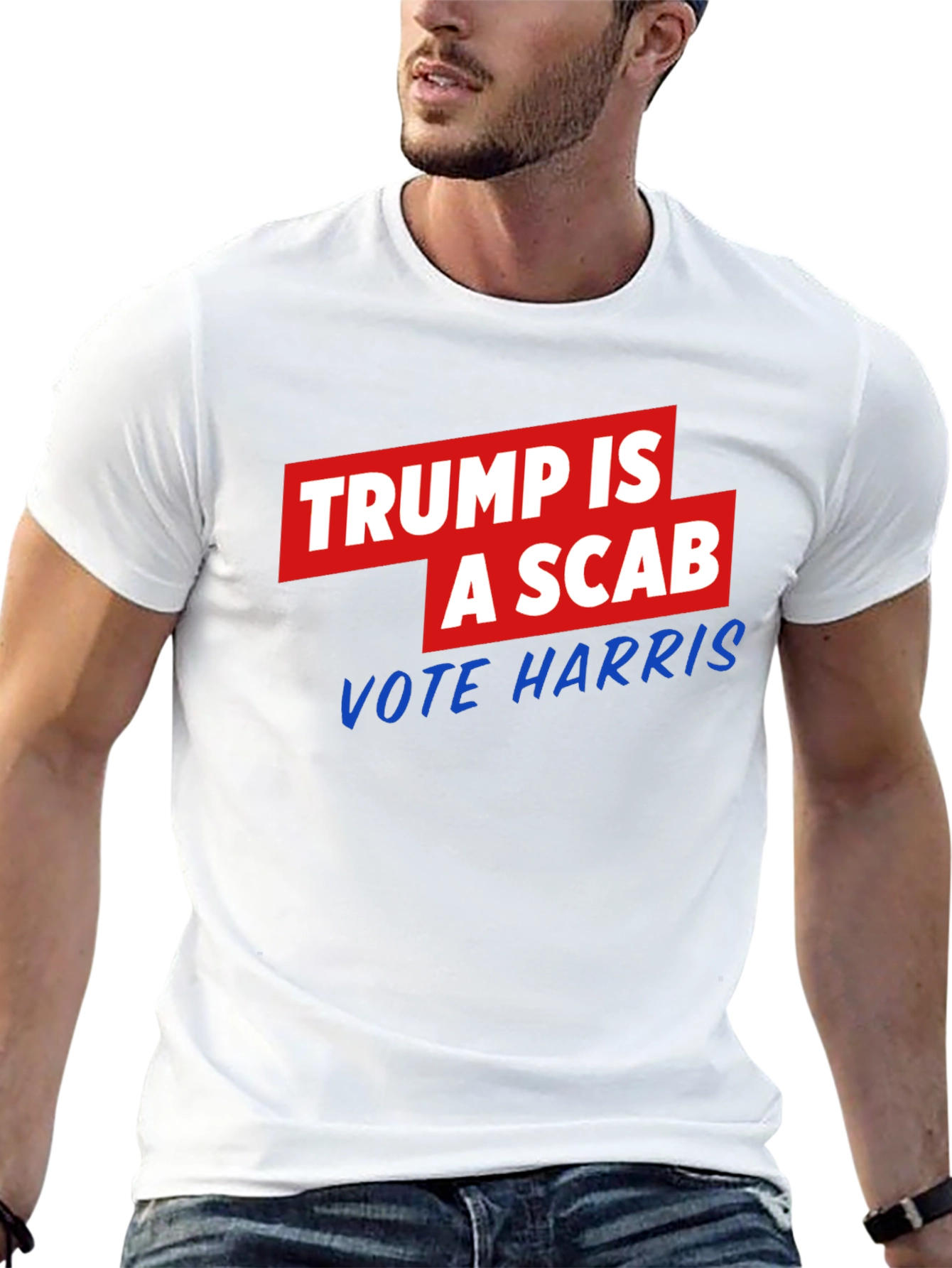Black Trump is a Scab - Vote Harris T-Shirt view 13