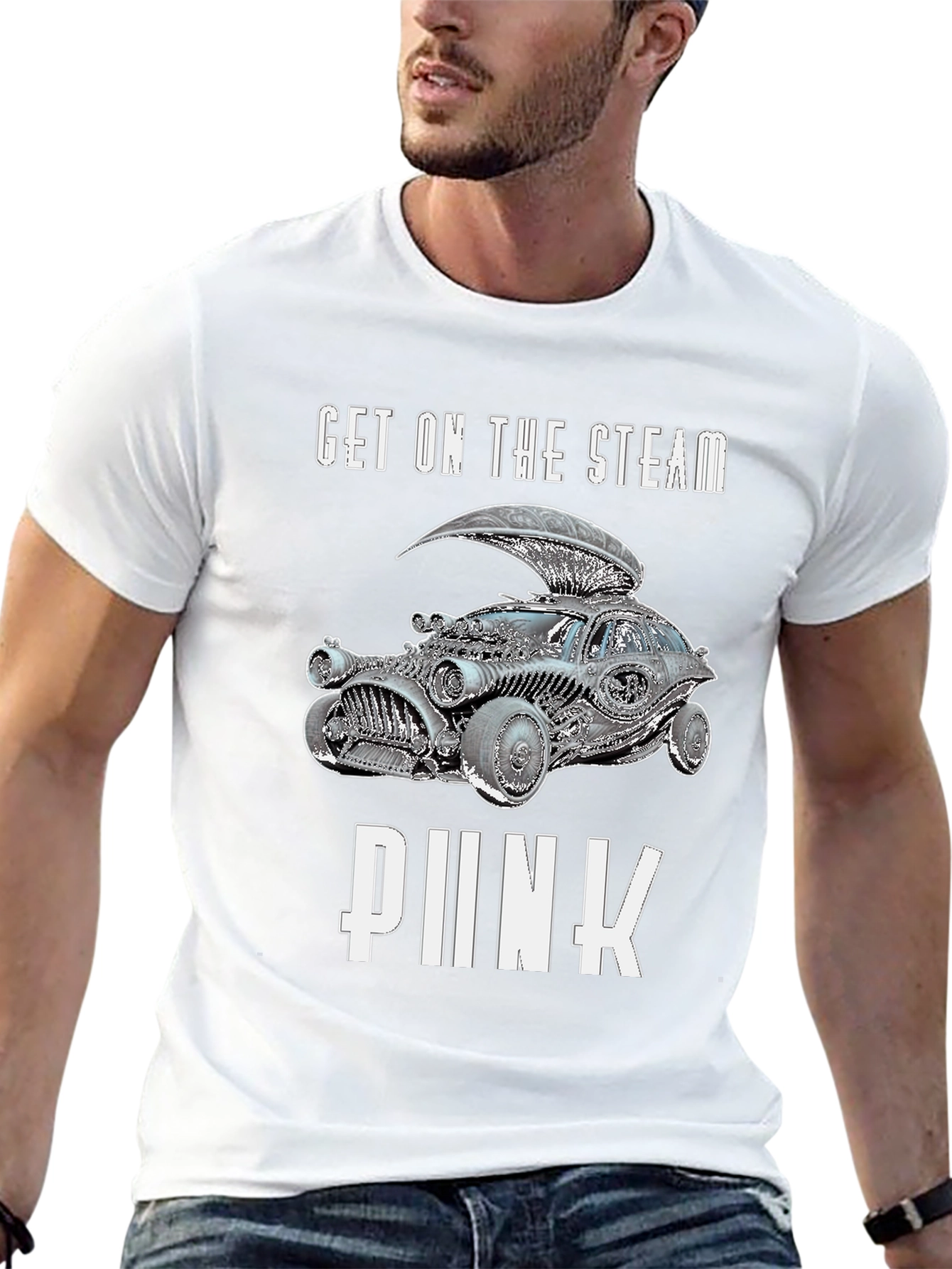 Black Steampunk Car Graphic T-Shirt view 13