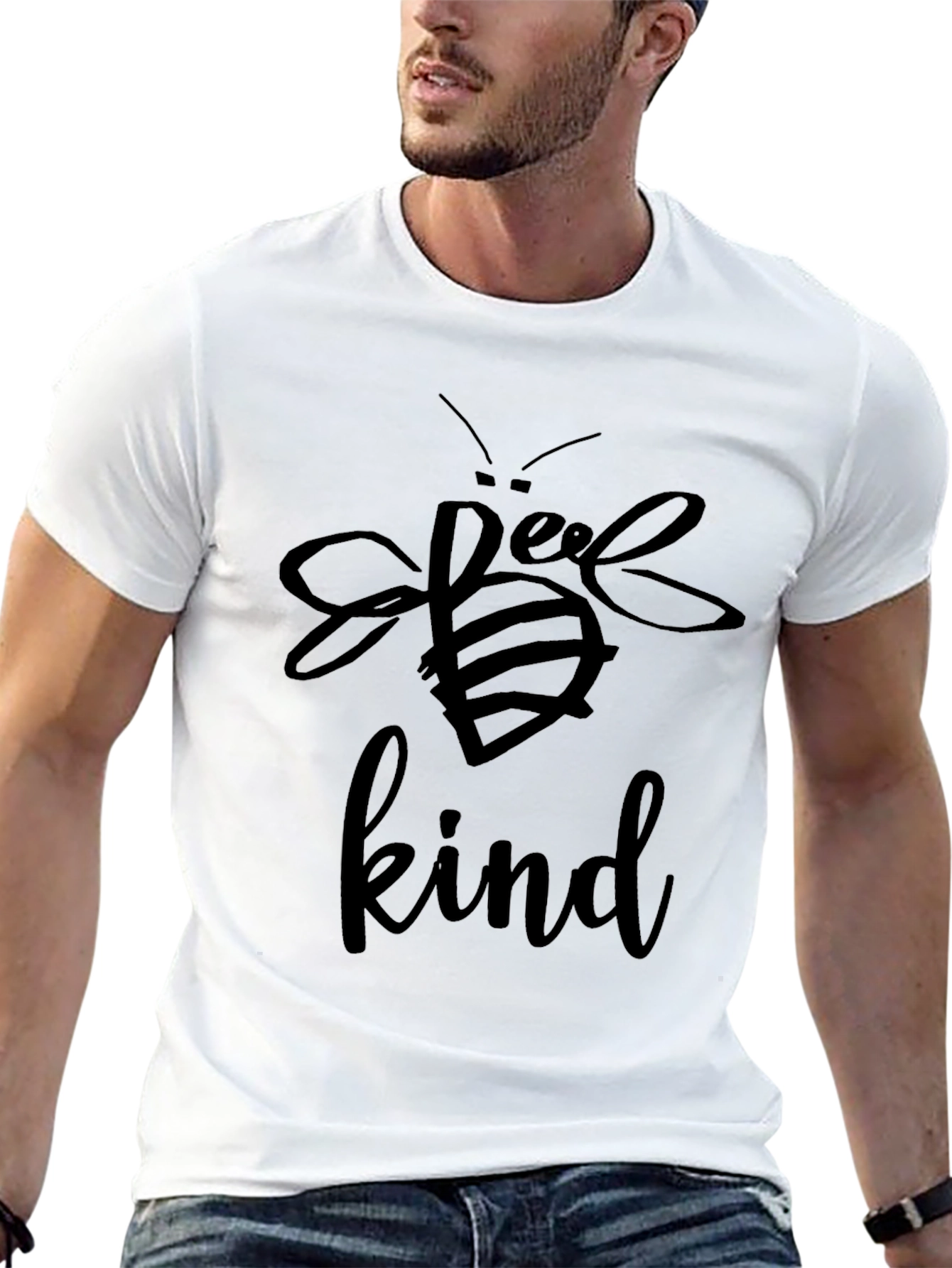 Black Bee Kind Graphic Tee - Soft Cotton Crewneck T-Shirt view 13