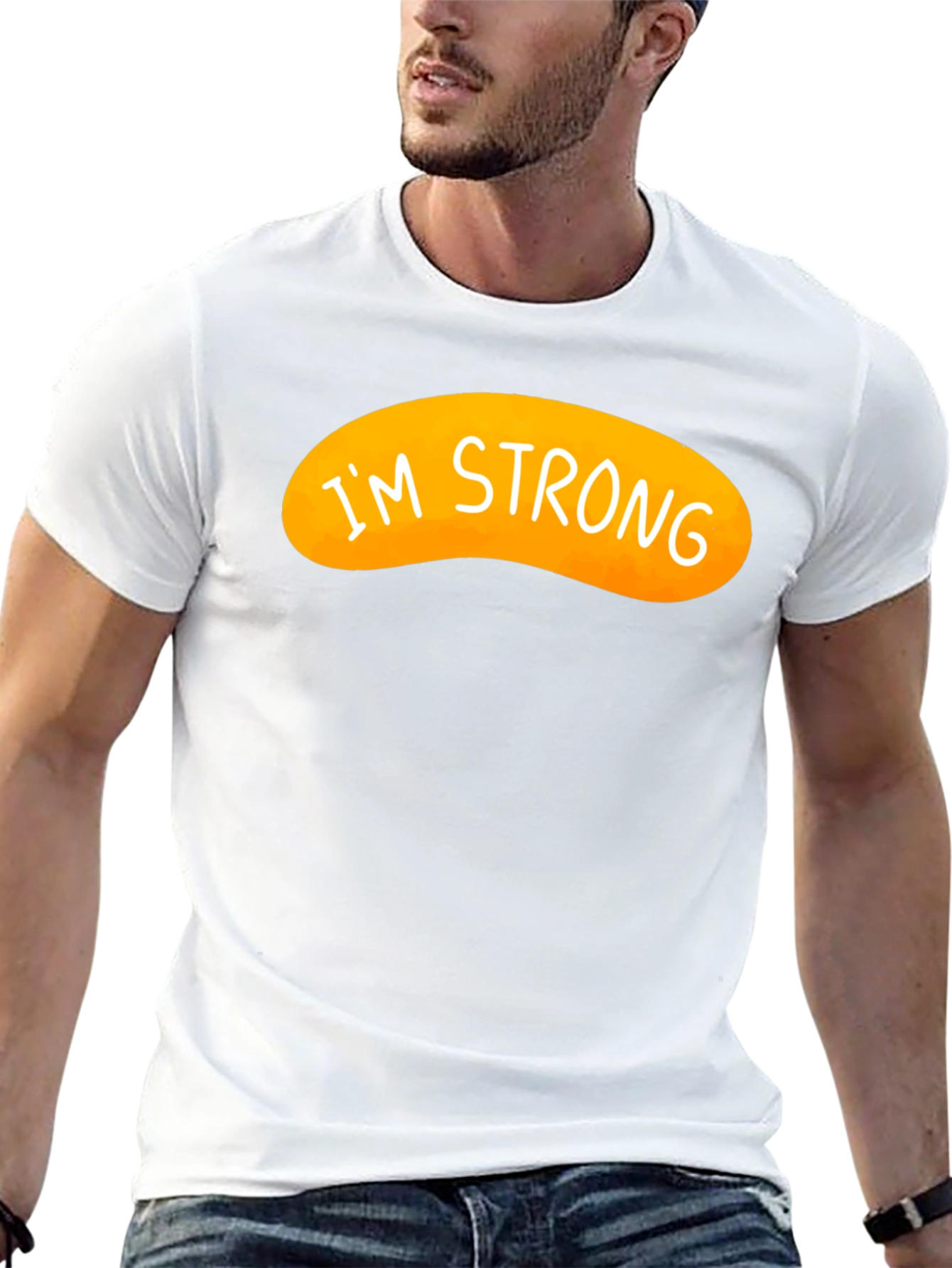 Black I'm Strong Graphic Tee - Black Cotton Blend view 13