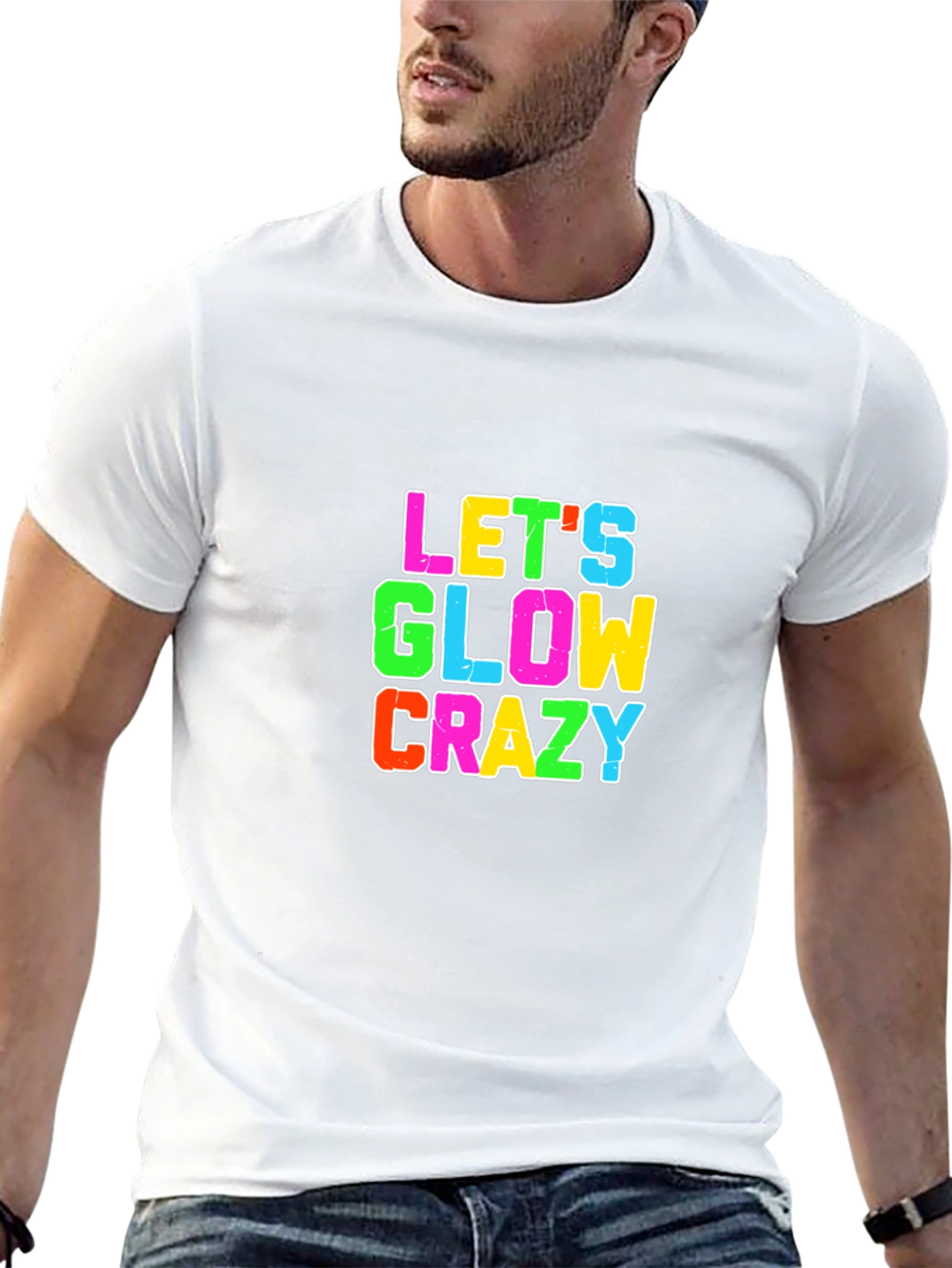 Black Let's Glow Crazy Black Graphic T-Shirt view 13
