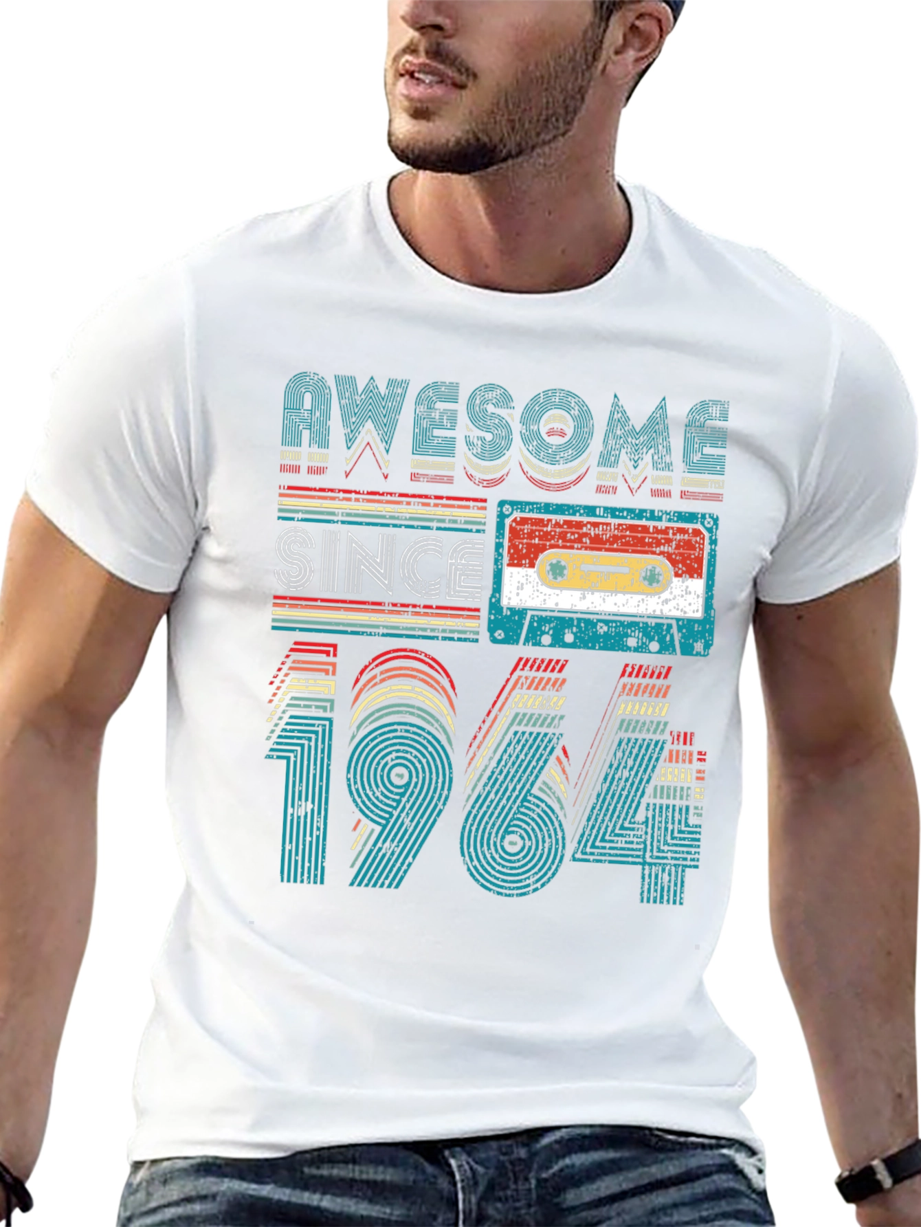 Black Awesome Since 1964 Cassette Tape Graphic Tee view 13