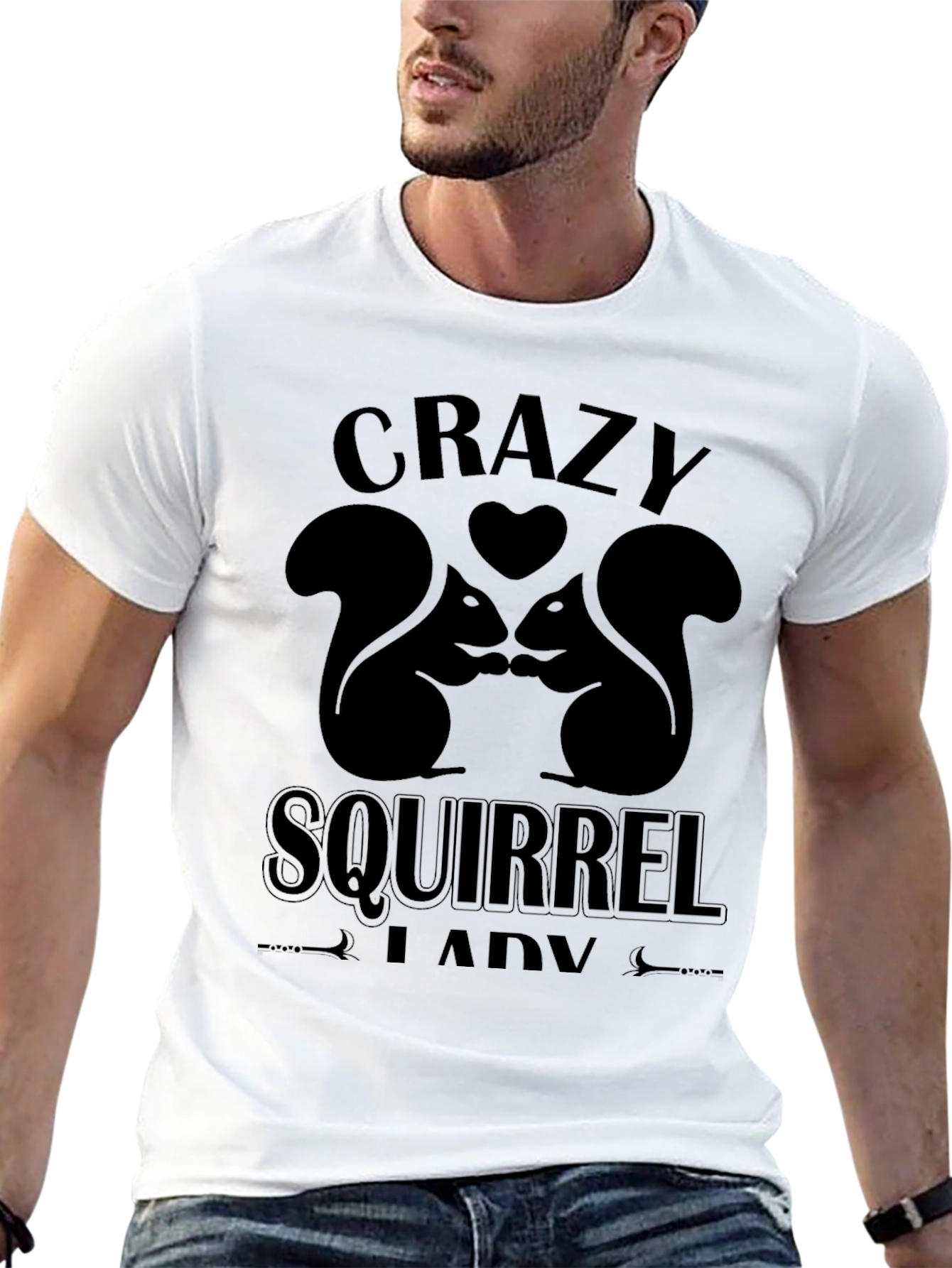 Black Crazy Squirrel Lady Graphic Tee view 13