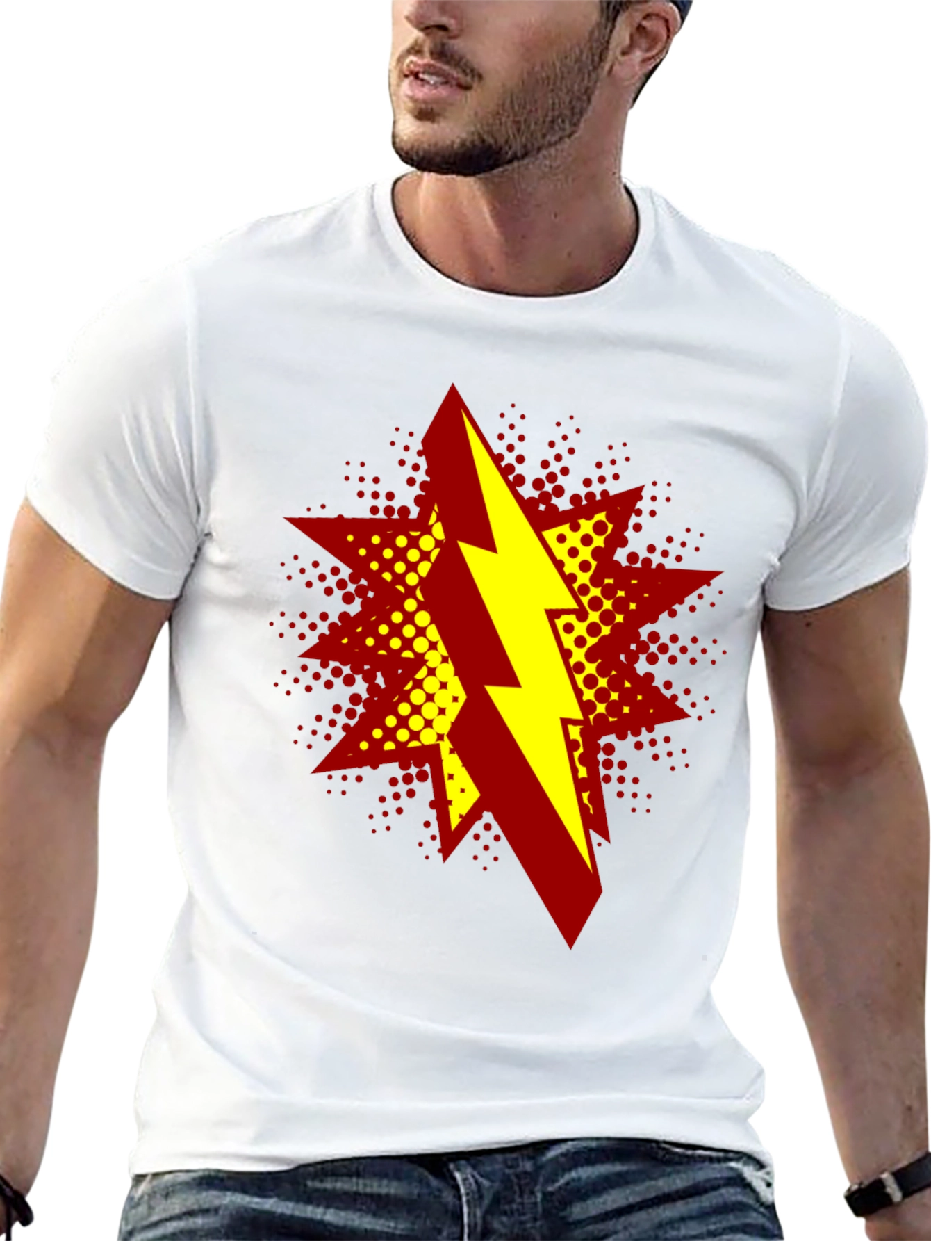 Black Bold Lightning Bolt Graphic T-Shirt view 13