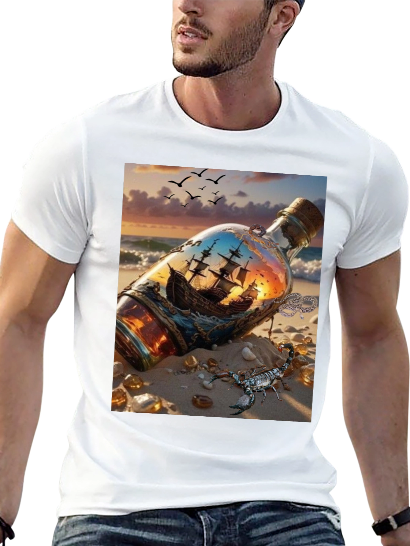 Black Ship in a Bottle Graphic Tee view 13