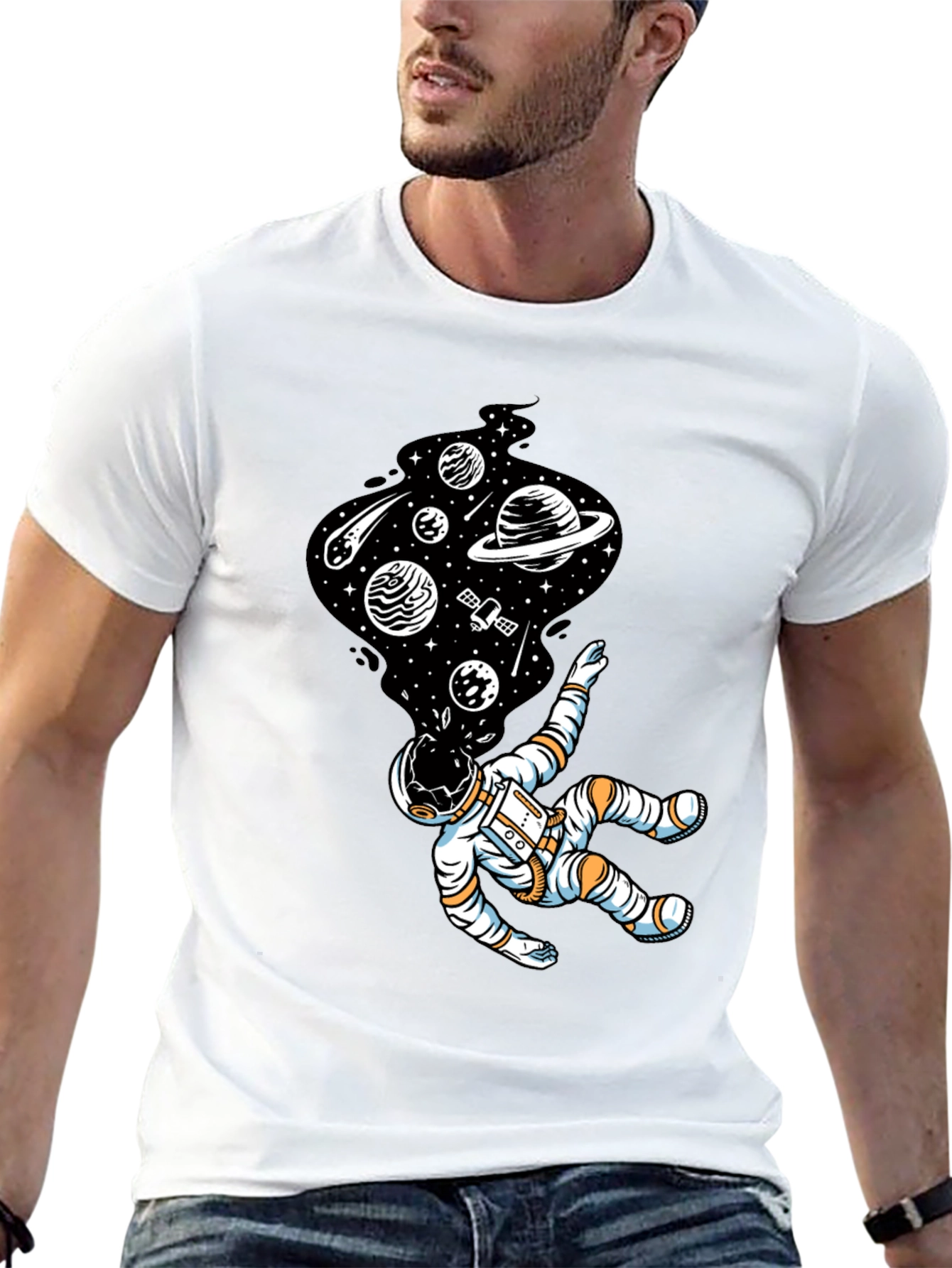 Black Astronaut Space Dream T-Shirt - Black Graphic Tee view 13