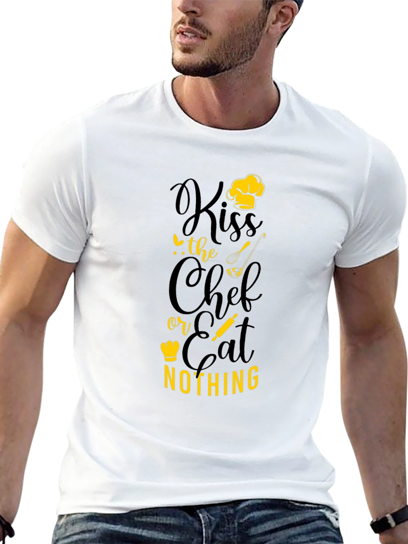 Black Kiss the Chef Graphic Tee - Funny Kitchen Shirt view 13