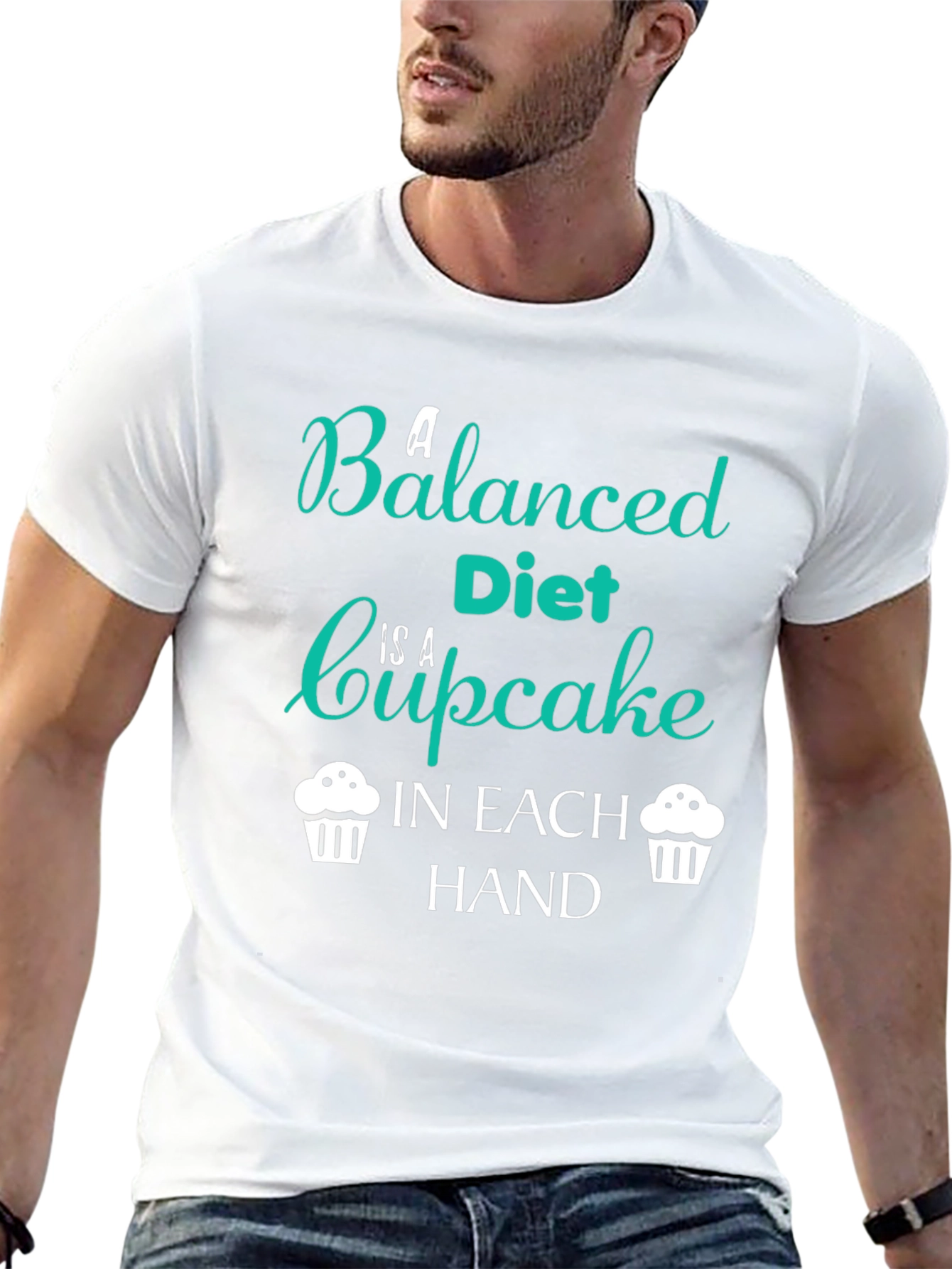 Black Funny Balanced Diet Cupcake T-Shirt view 13