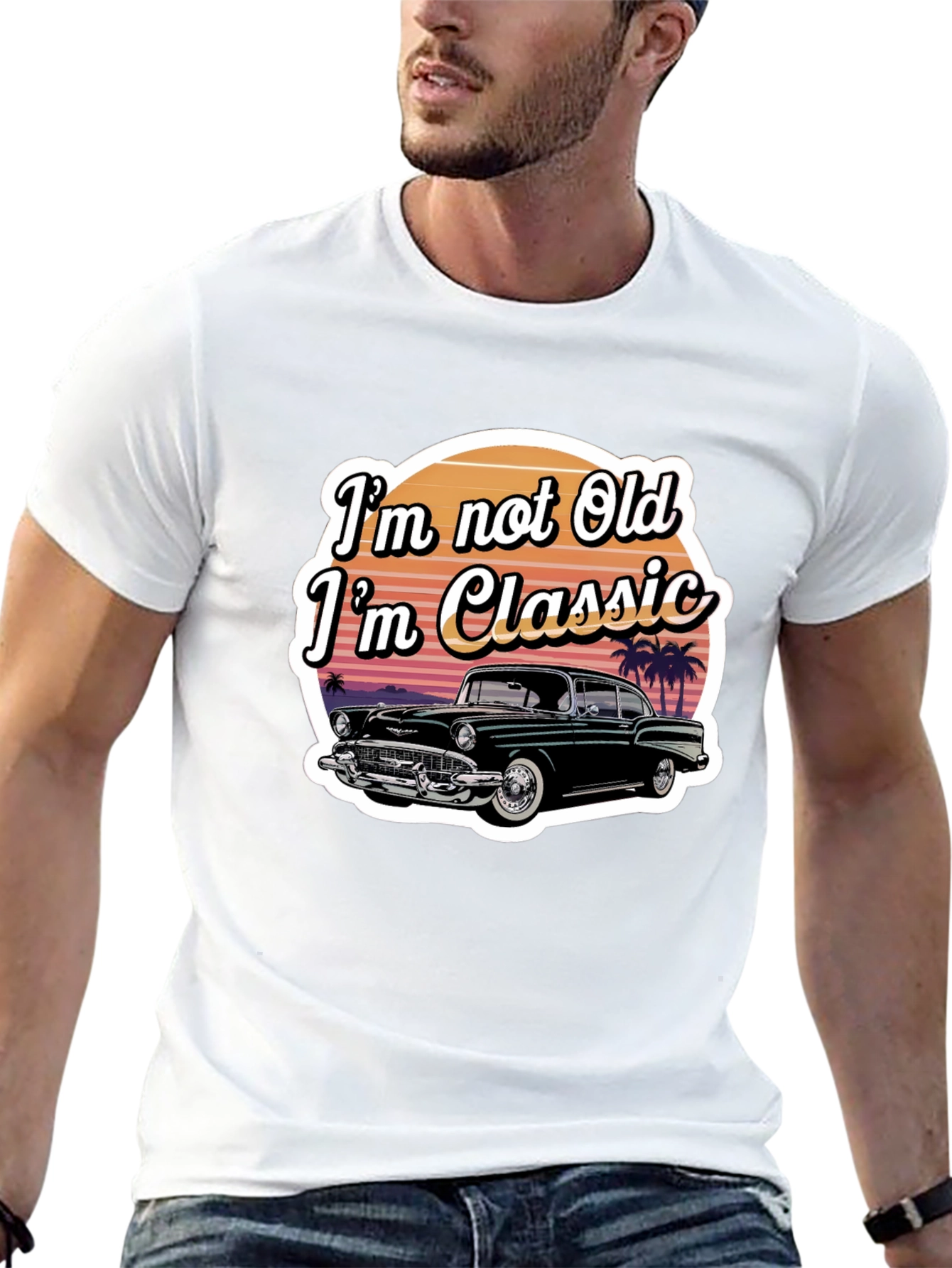 Black Classic Car T-Shirt - "I'm Not Old, I'm Classic" view 13
