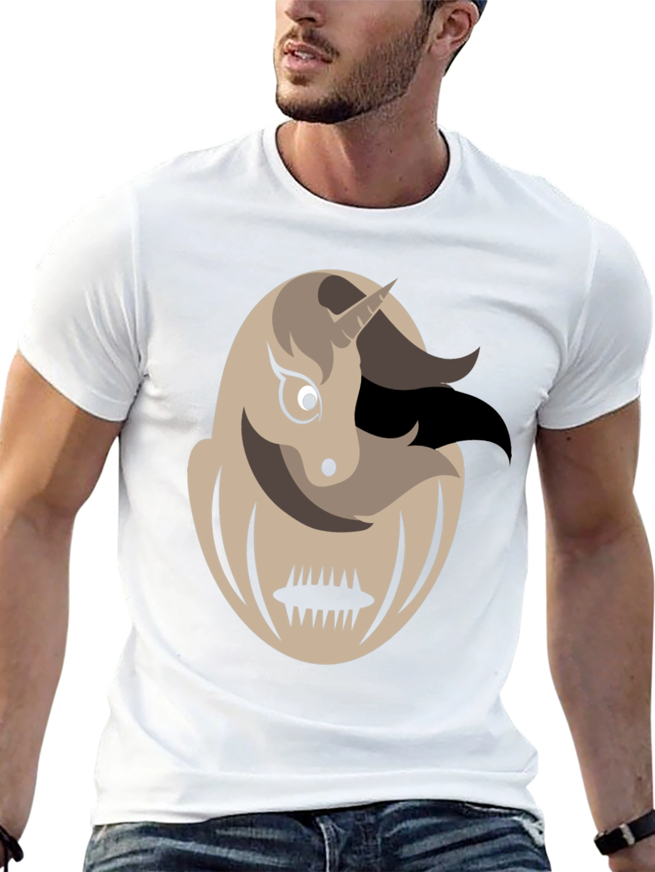 Black Unicorn Monster Graphic Tee - Men's Black T-Shirt view 13