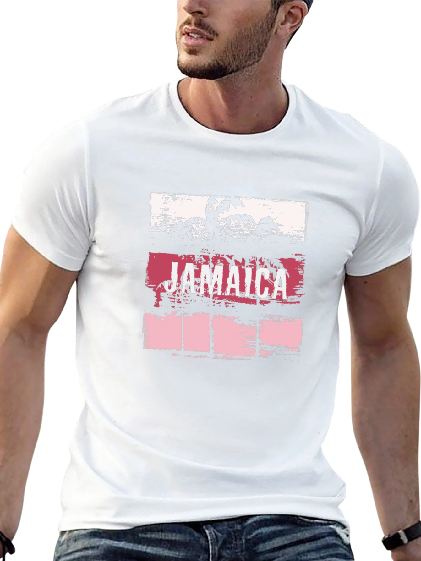 Black Jamaica Palm Graphic Tee - Tropical Vacation Shirt view 13