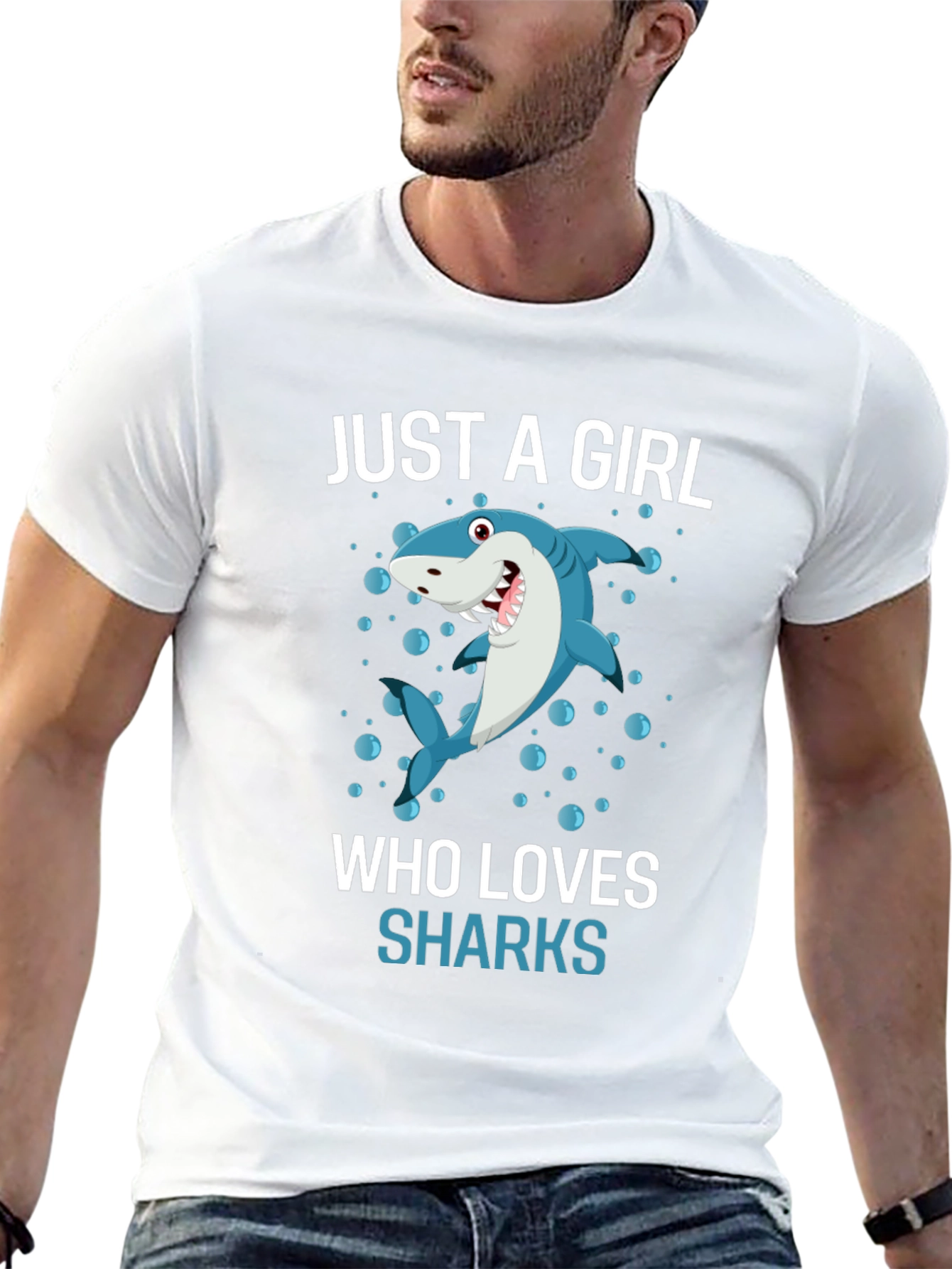 Black Just A Girl Who Loves Sharks T-Shirt view 13