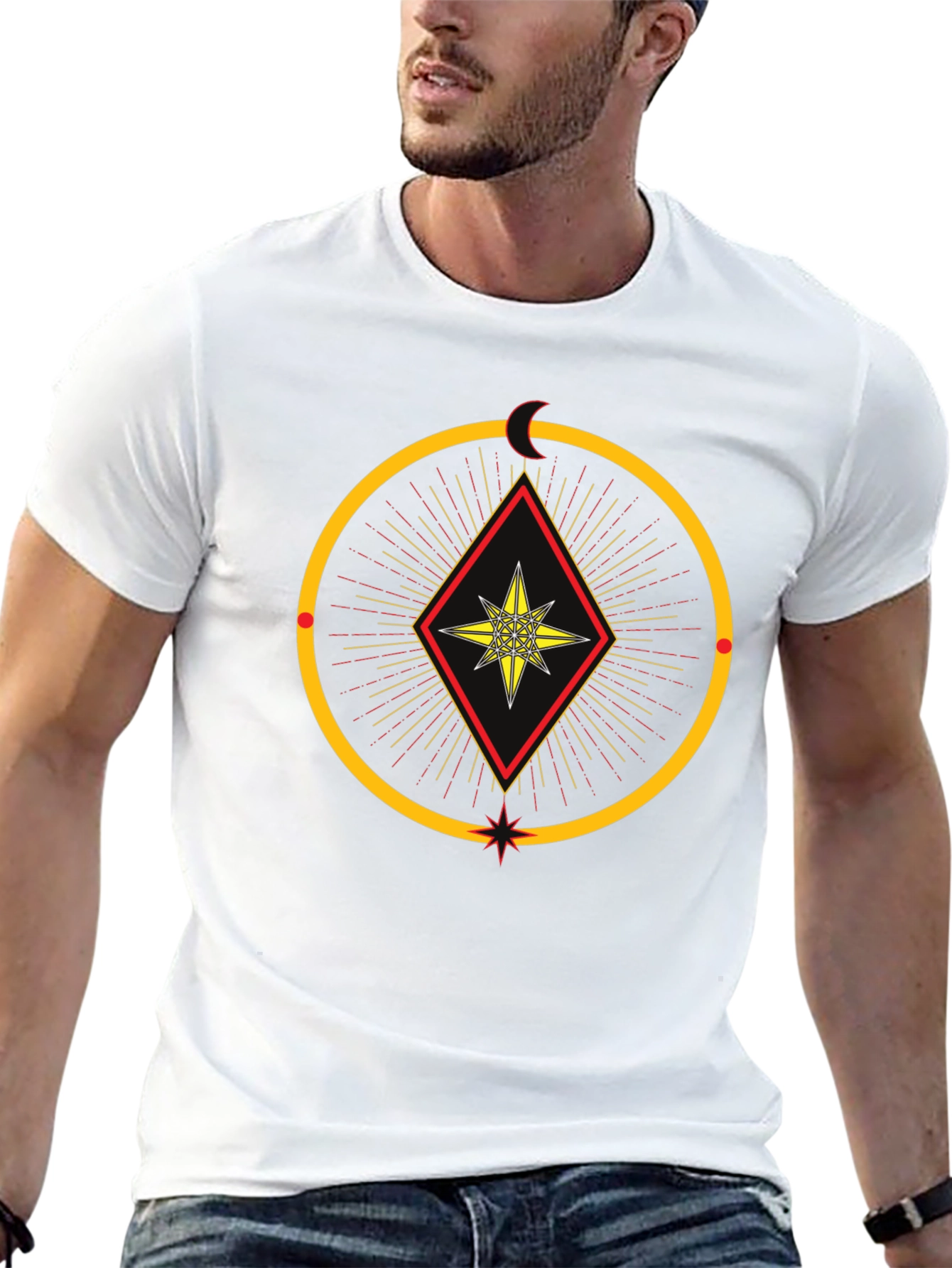 Black Mystic Star Graphic Tee - Black Cotton Blend T-Shirt view 13