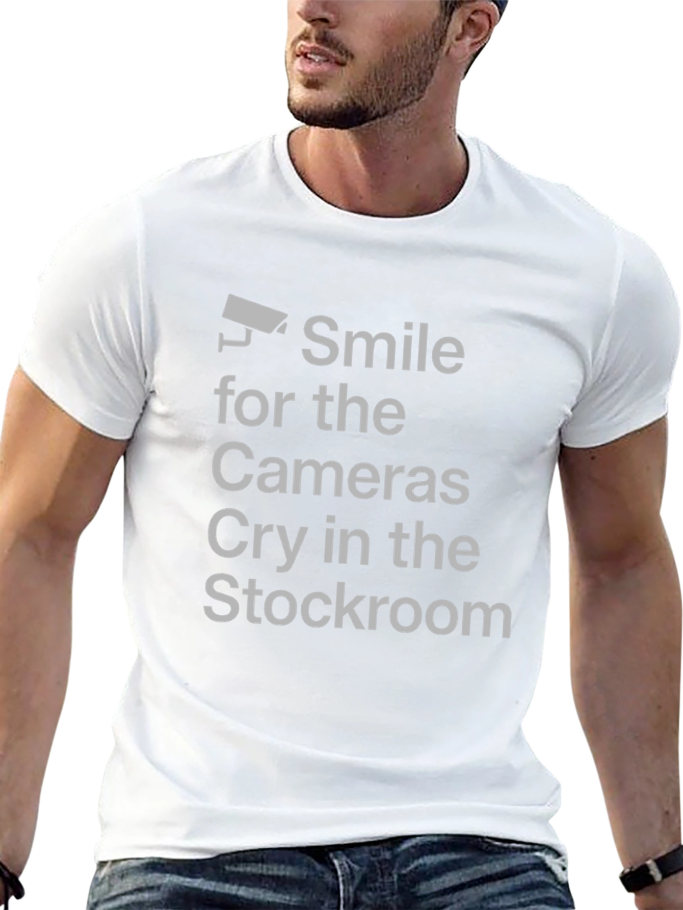 Black Smile for the Cameras Graphic Tee - Funny Slogan Shirt view 13