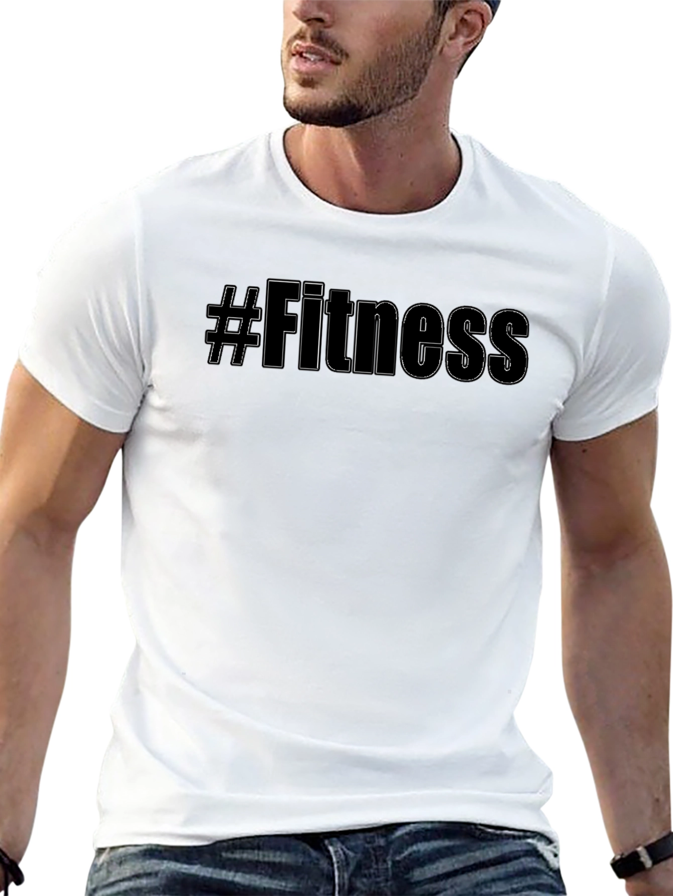 Black #Fitness Black Graphic Tee - Workout Motivation Shirt view 13