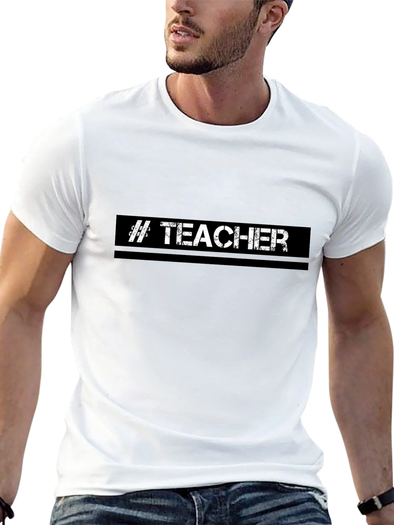 Black Teacher T-Shirt - Black Cotton Blend Tee view 13