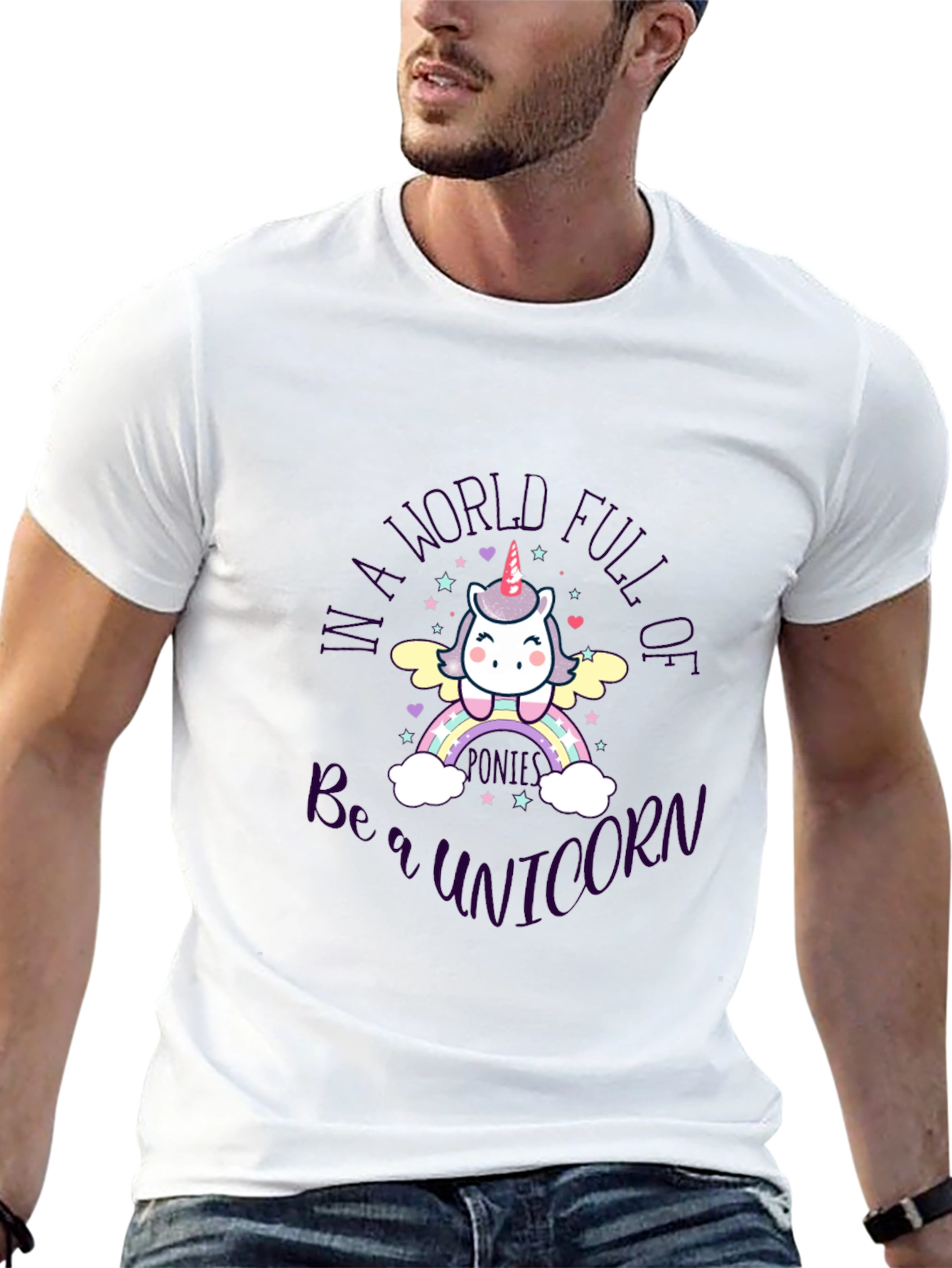 Black Cute Unicorn T-Shirt - Be a Unicorn in a World Full view 13