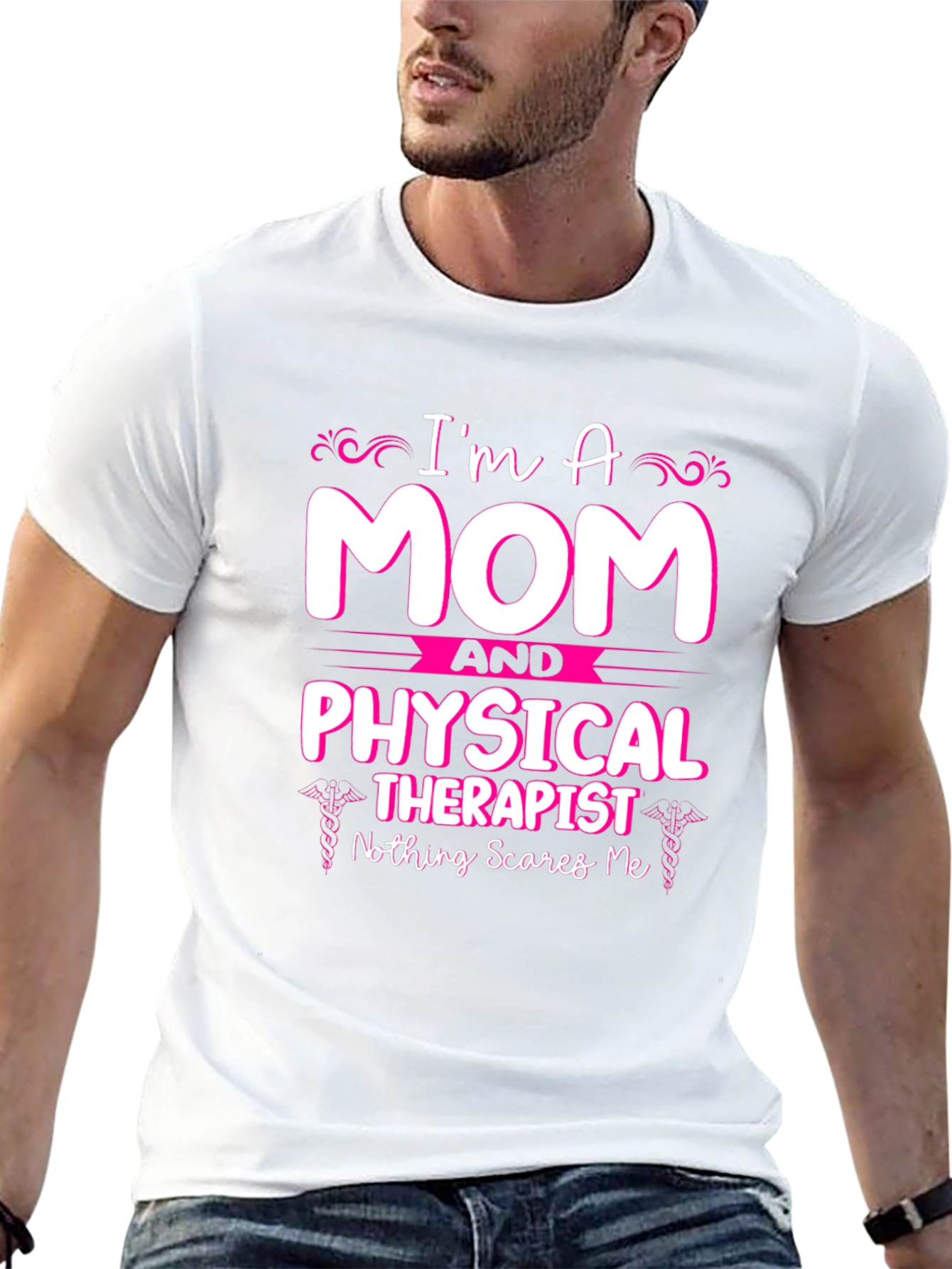 Black Mom Physical Therapist T-Shirt - Nothing Scares Me view 13