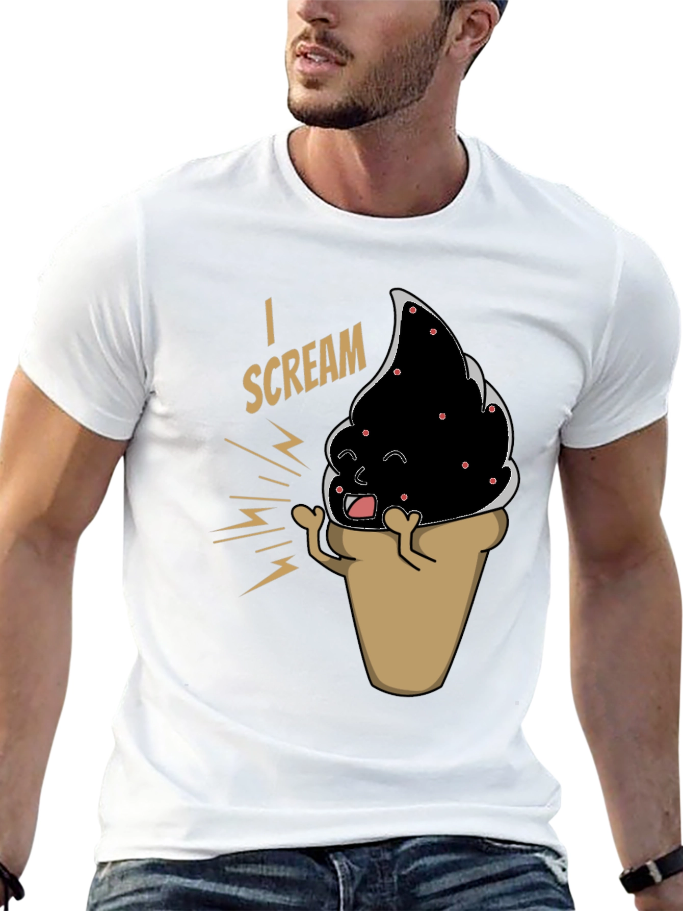 Black I Scream T-Shirt - Funny Ice Cream Cone Graphic Tee view 13