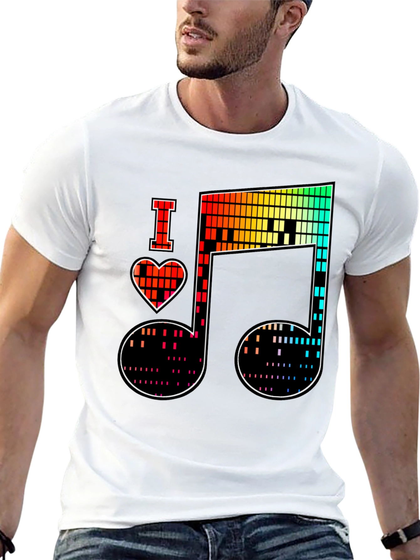 Black I Heart Music Note Graphic Tee - Black view 13