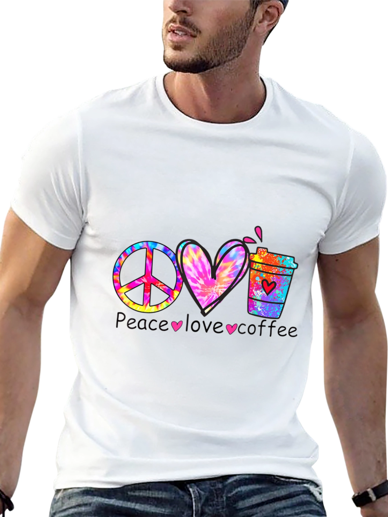 Black Peace Love Coffee Graphic Tee view 13