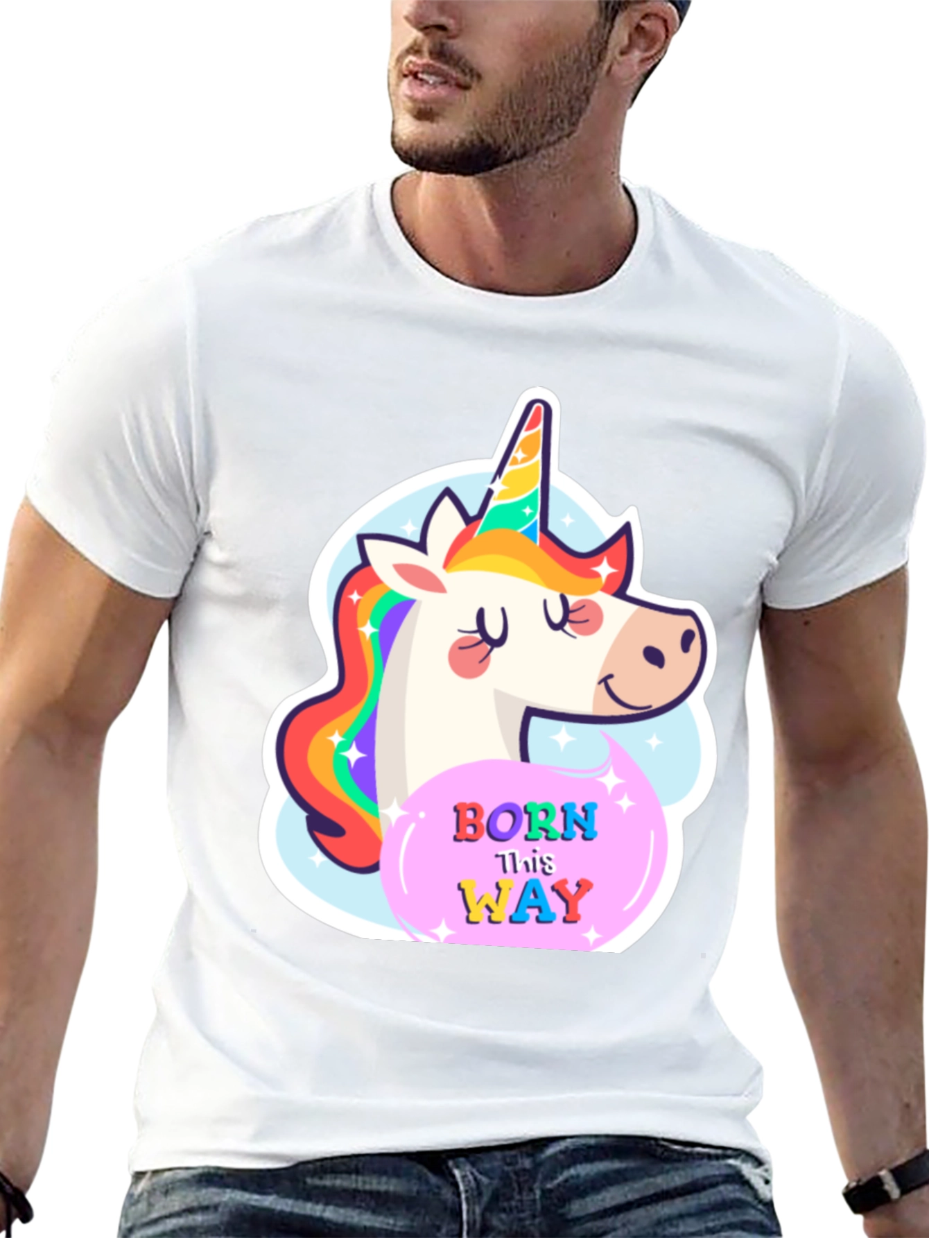 Black Unicorn Born This Way Black T-Shirt view 13
