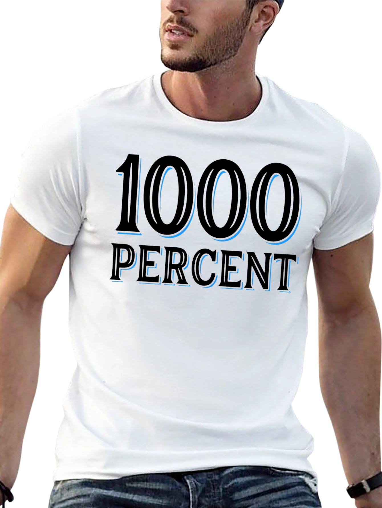 Black 1000 Percent Graphic T-Shirt, Men's Black Tee view 13