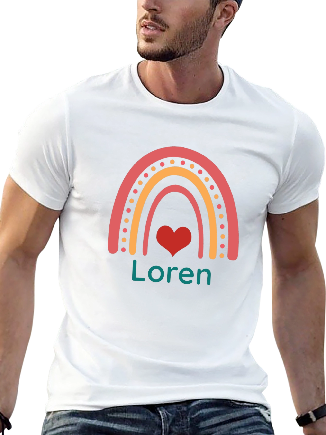 Loren Rainbow Heart Personalized T-Shirt - 13