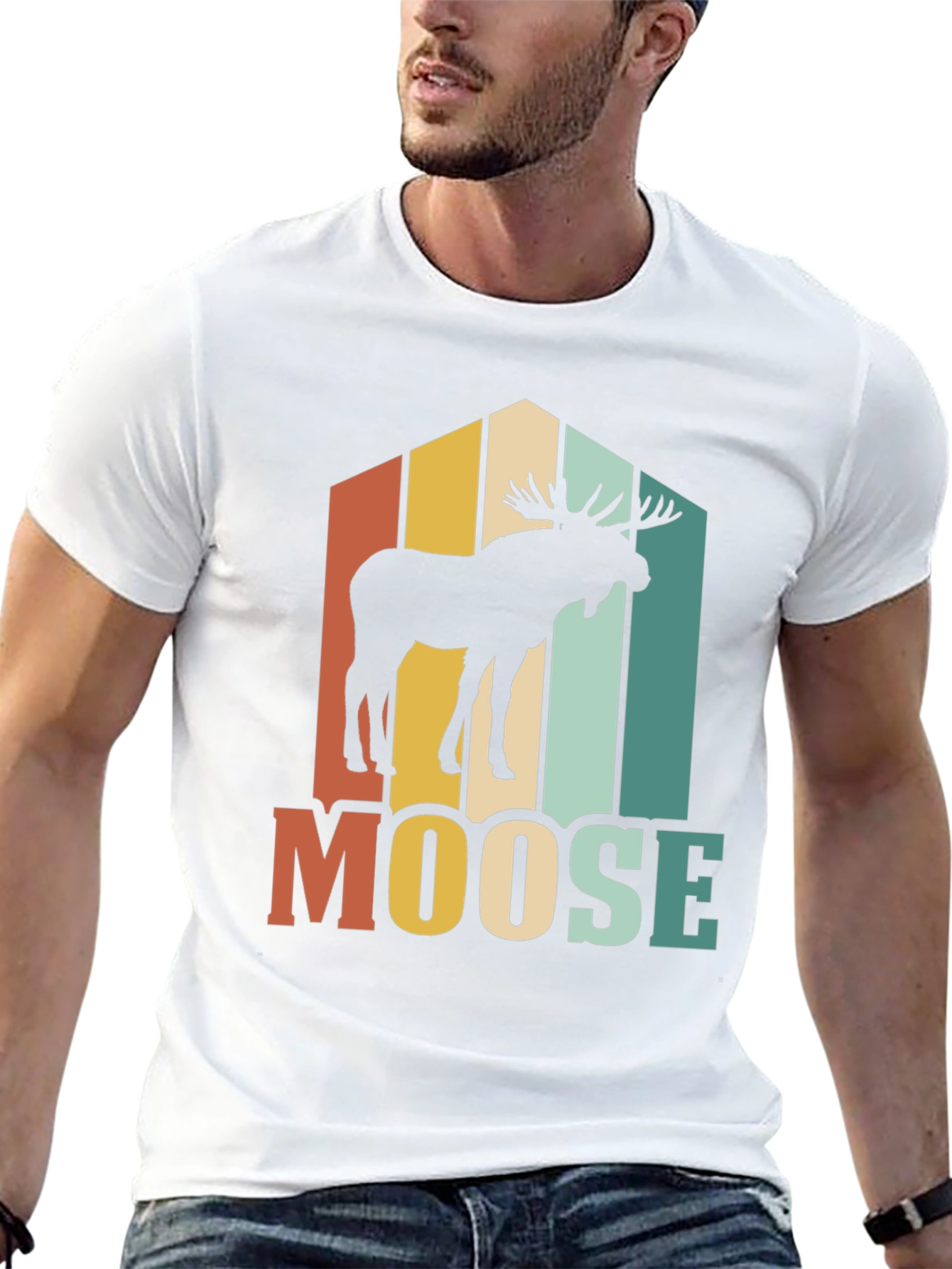 Black Retro Moose Graphic T-Shirt view 13