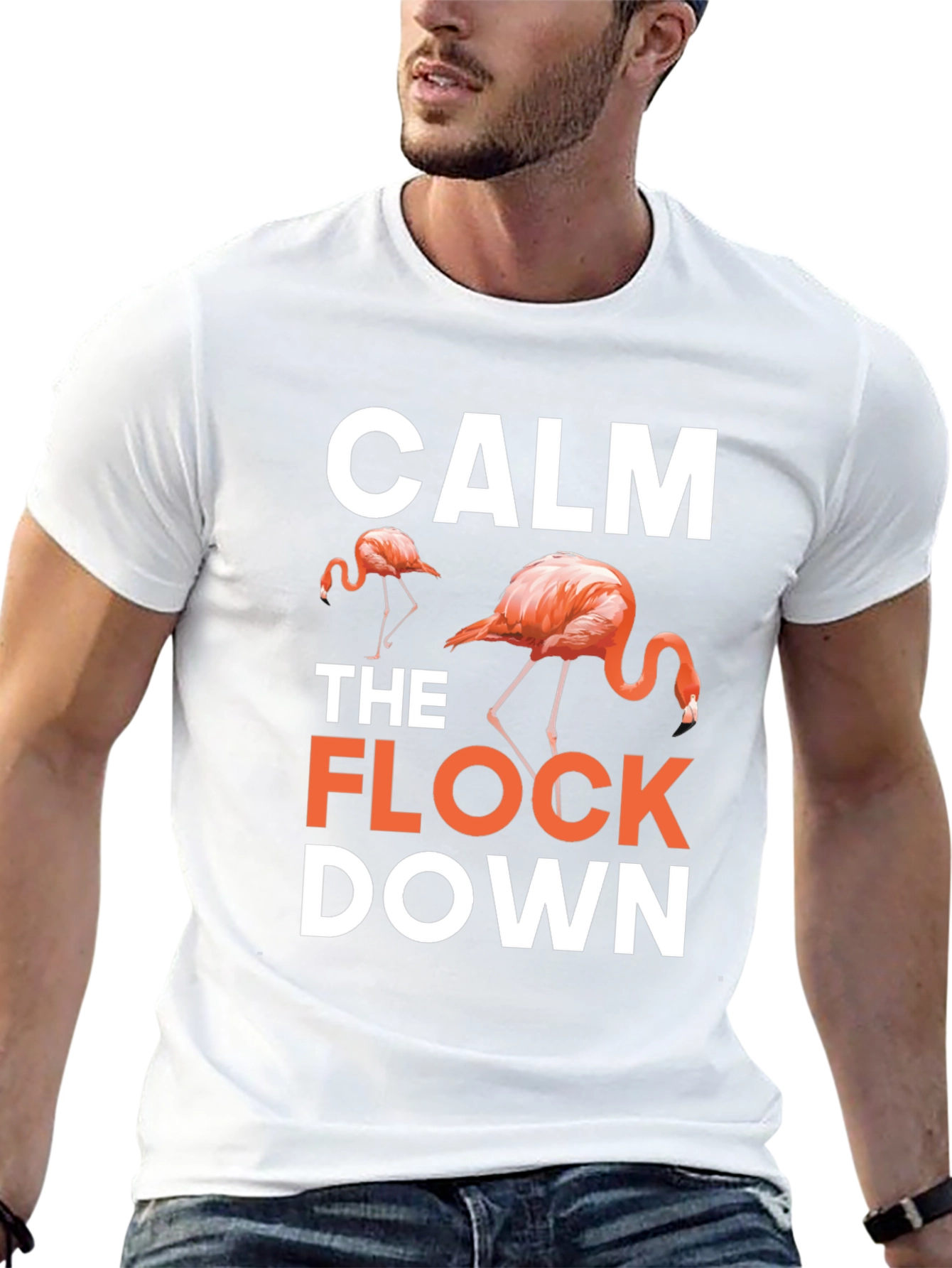Black Calm The Flock Down Black Graphic T-Shirt view 13