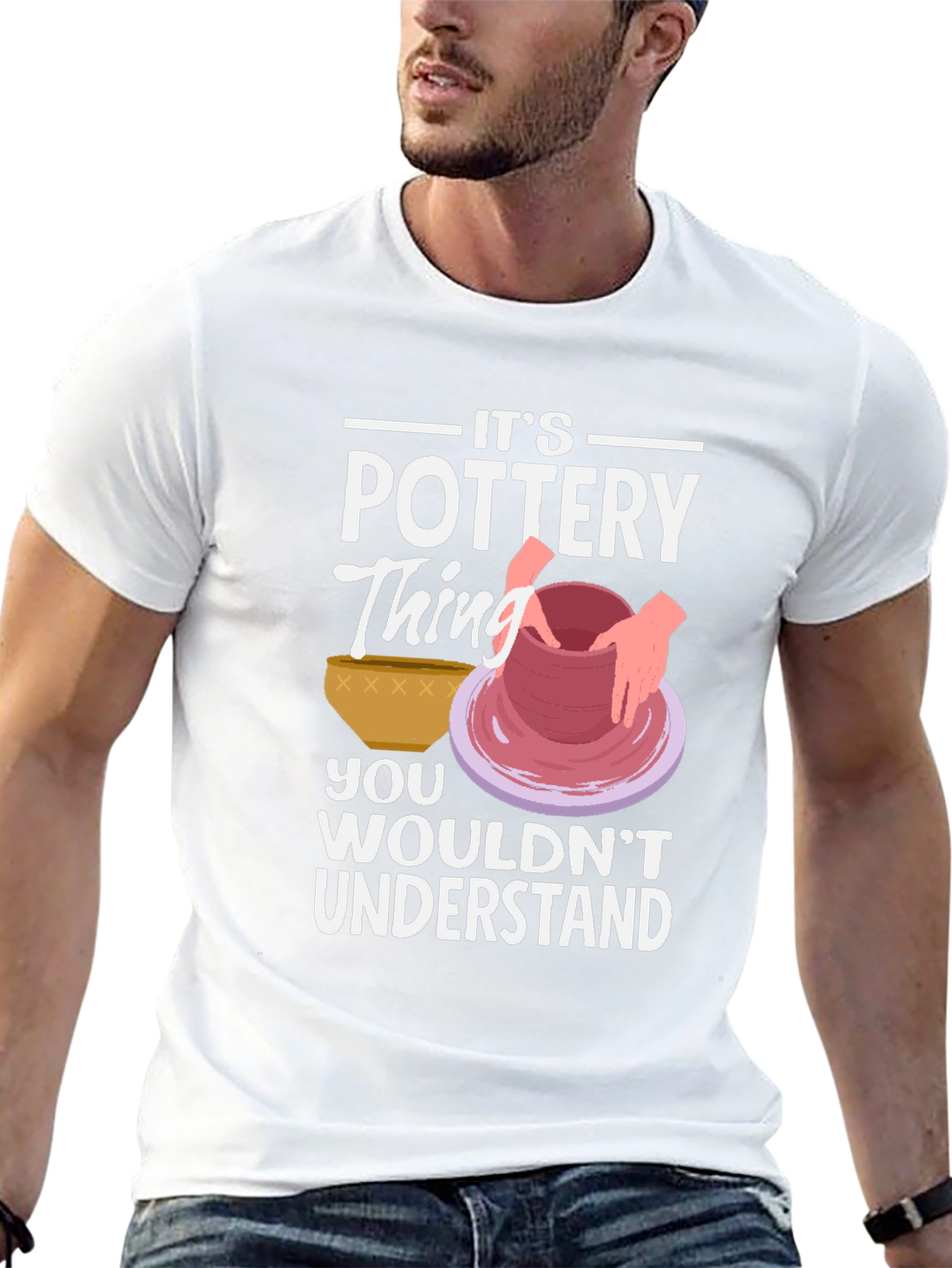 Black Pottery Thing Graphic T-Shirt - Unique Hobby Tee view 13