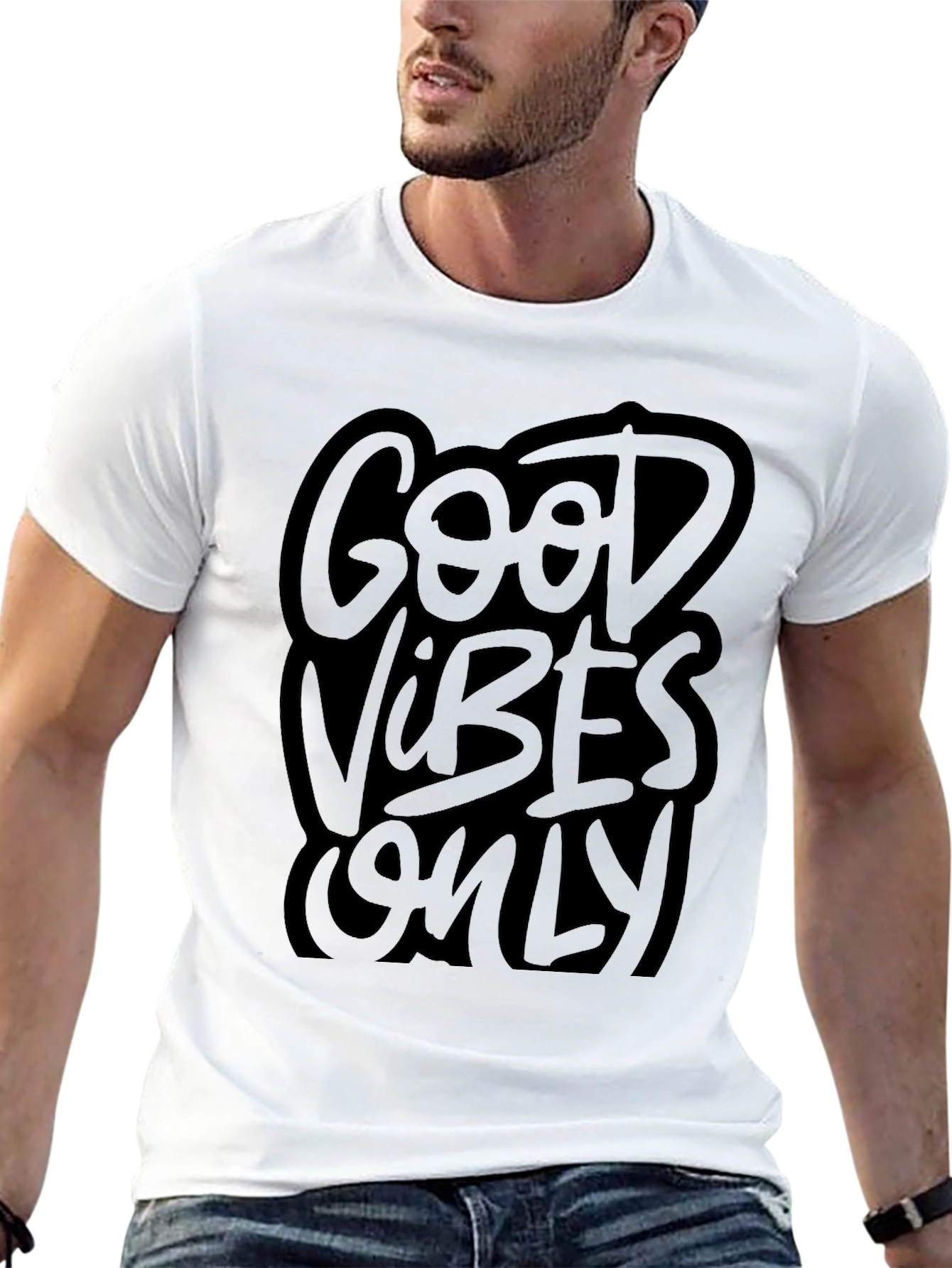 Black Good Vibes Only Black Graphic Tee view 13