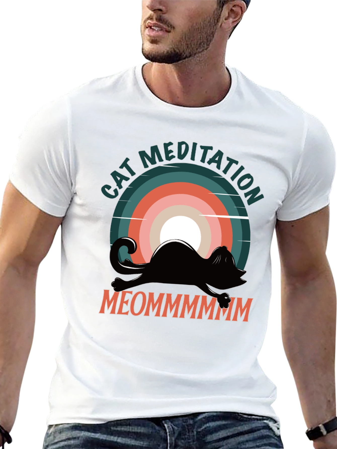 Black Cat Meditation Graphic Tee - Relaxed Fit view 13