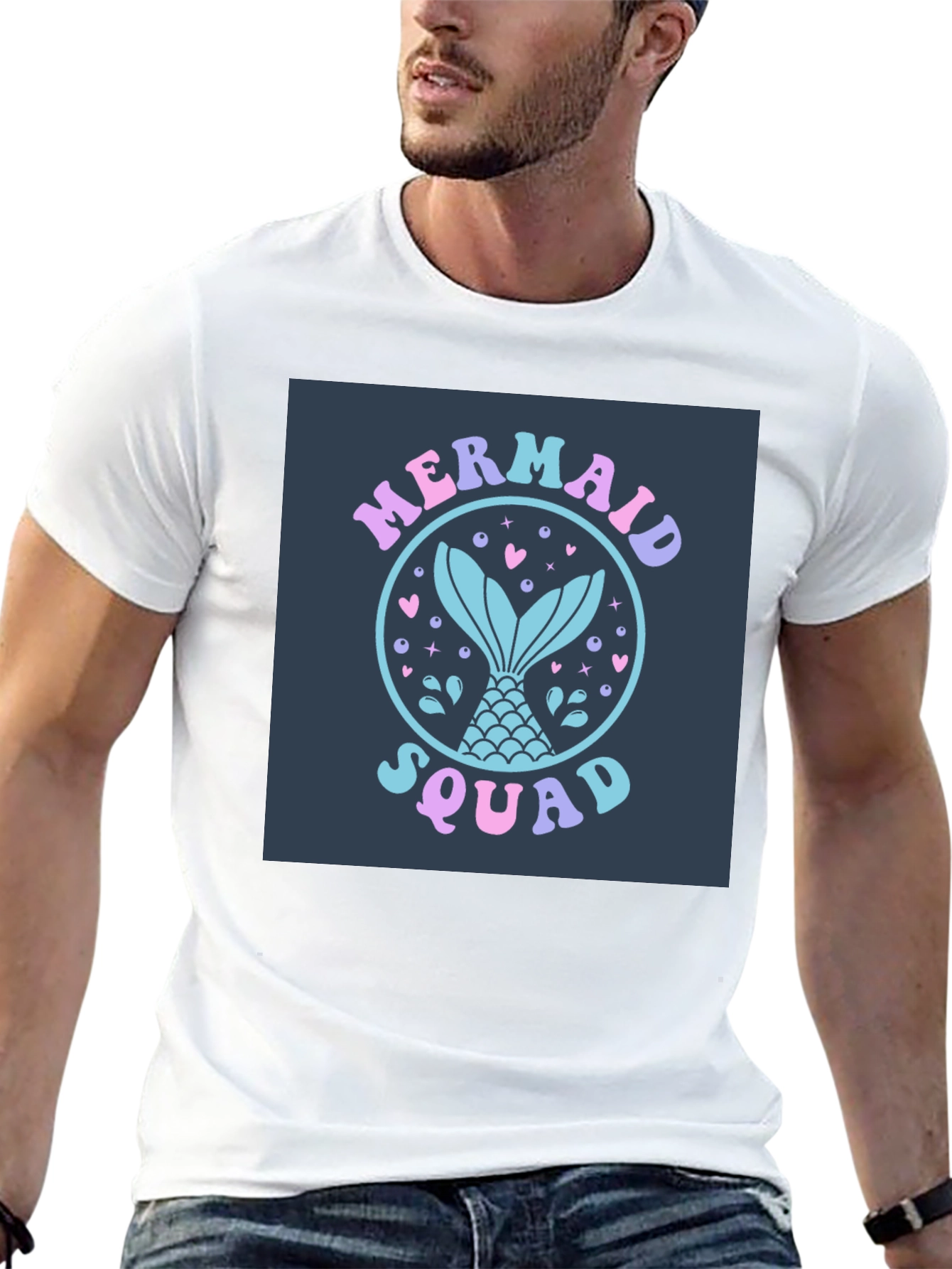 Black Mermaid Squad Graphic Tee - Black Cotton Blend view 13