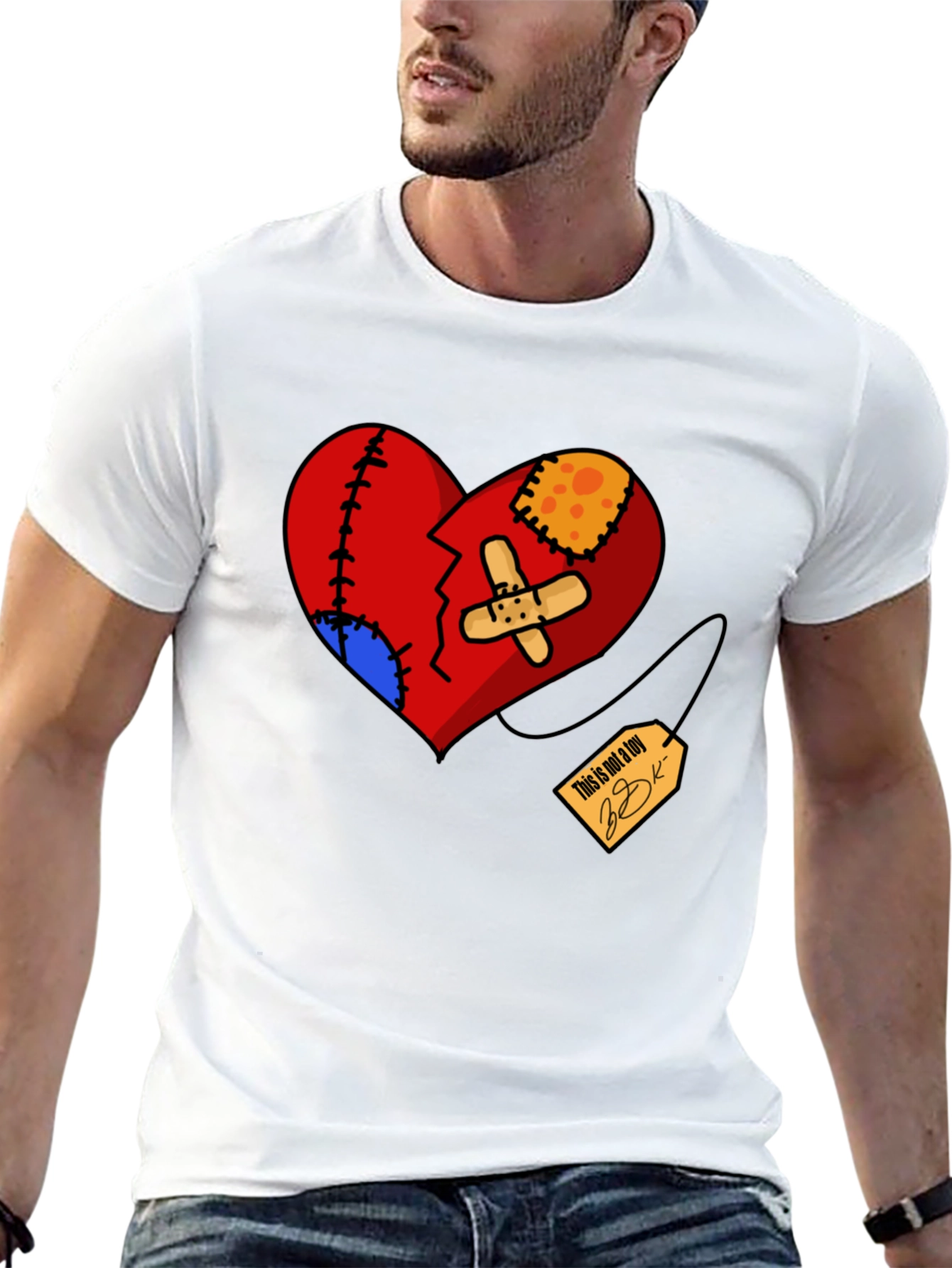 Black Heart Patchwork Graphic Tee - Black view 13