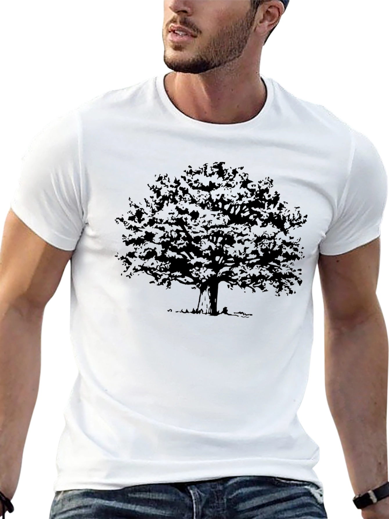 Black Men's Black Tree Graphic T-Shirt view 13