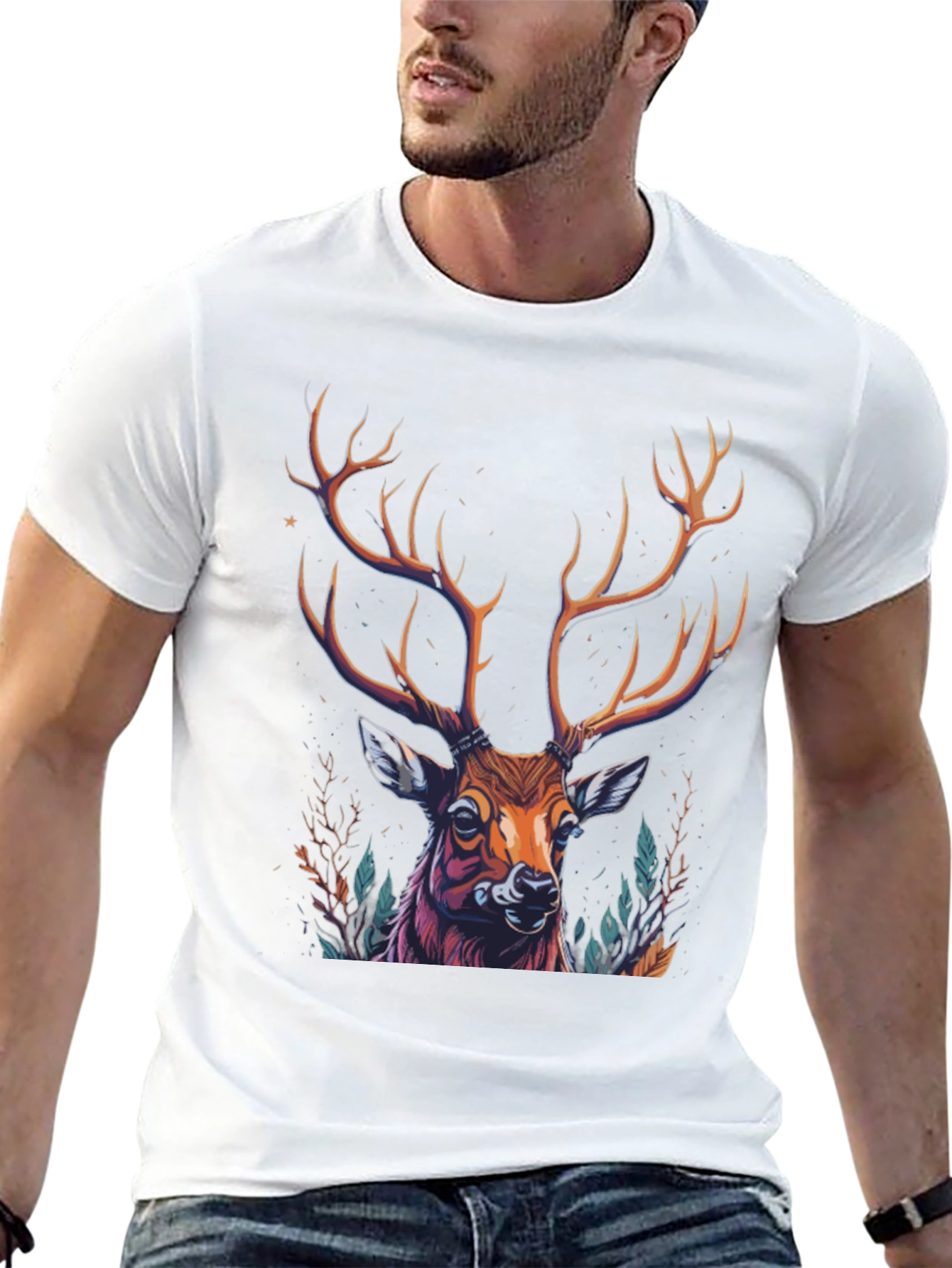 Black Majestic Deer Graphic Tee - Men's Black T-Shirt view 13