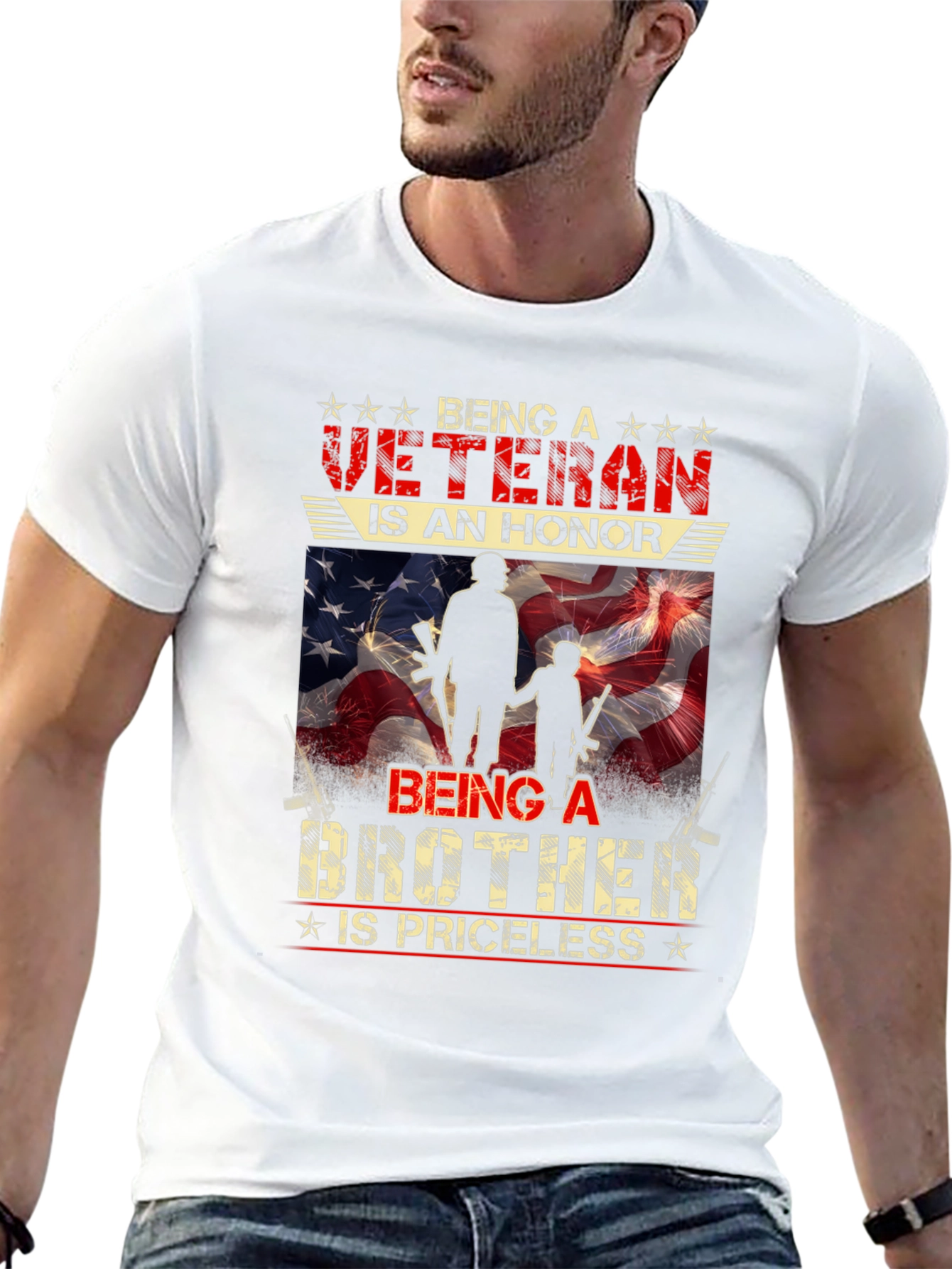 Black Veteran Brother T-Shirt - Honor Priceless Graphic Tee view 13