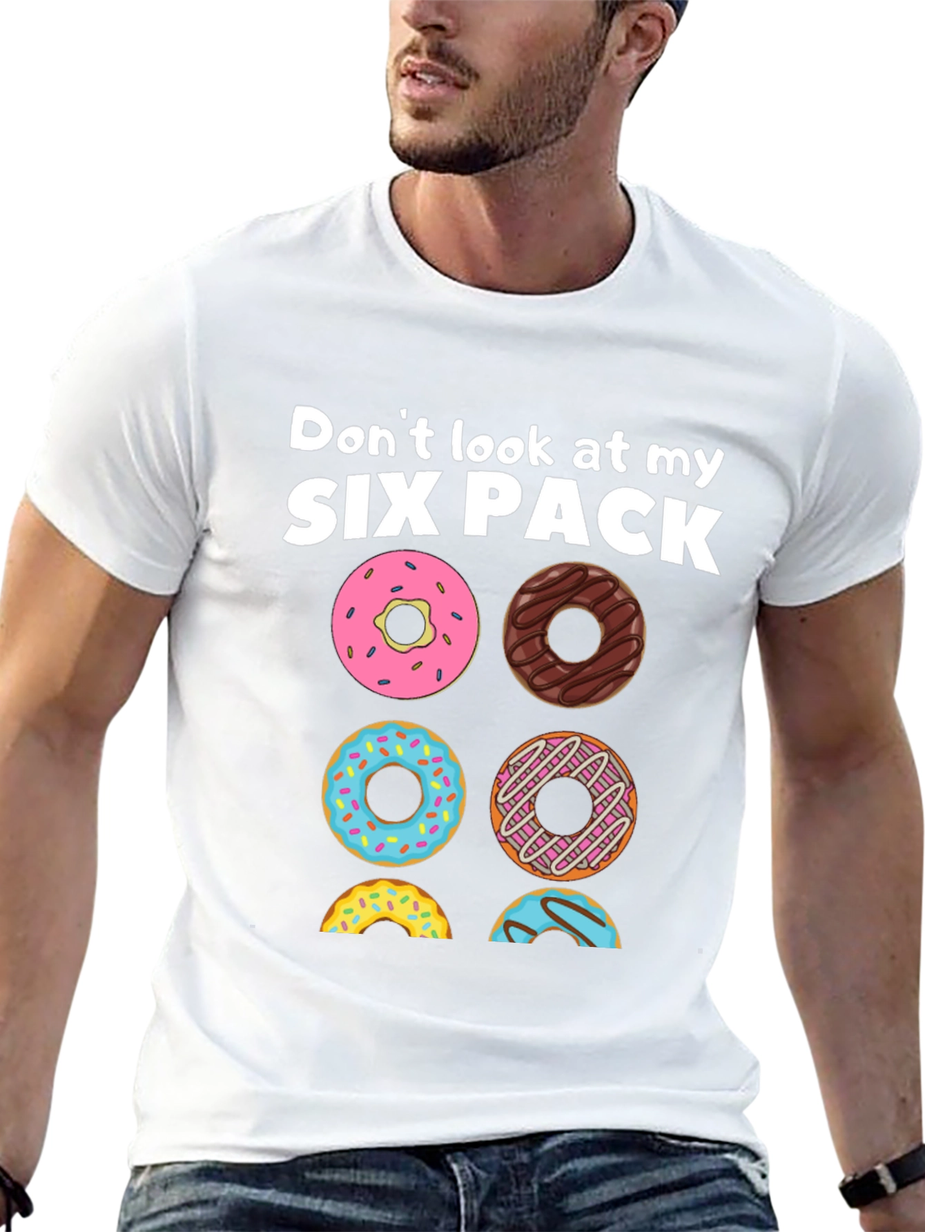 Black Six Pack Donuts Graphic Tee - Funny Foodie T-Shirt view 13