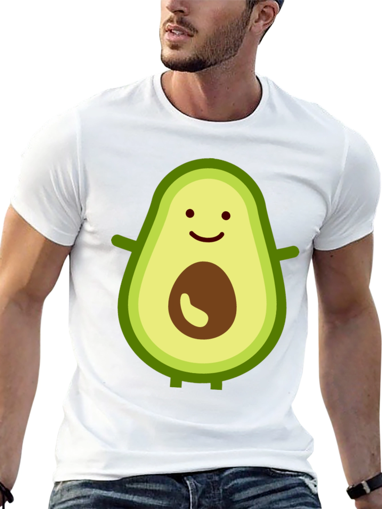 Funny Avocado Graphic Print Black Tee - 13