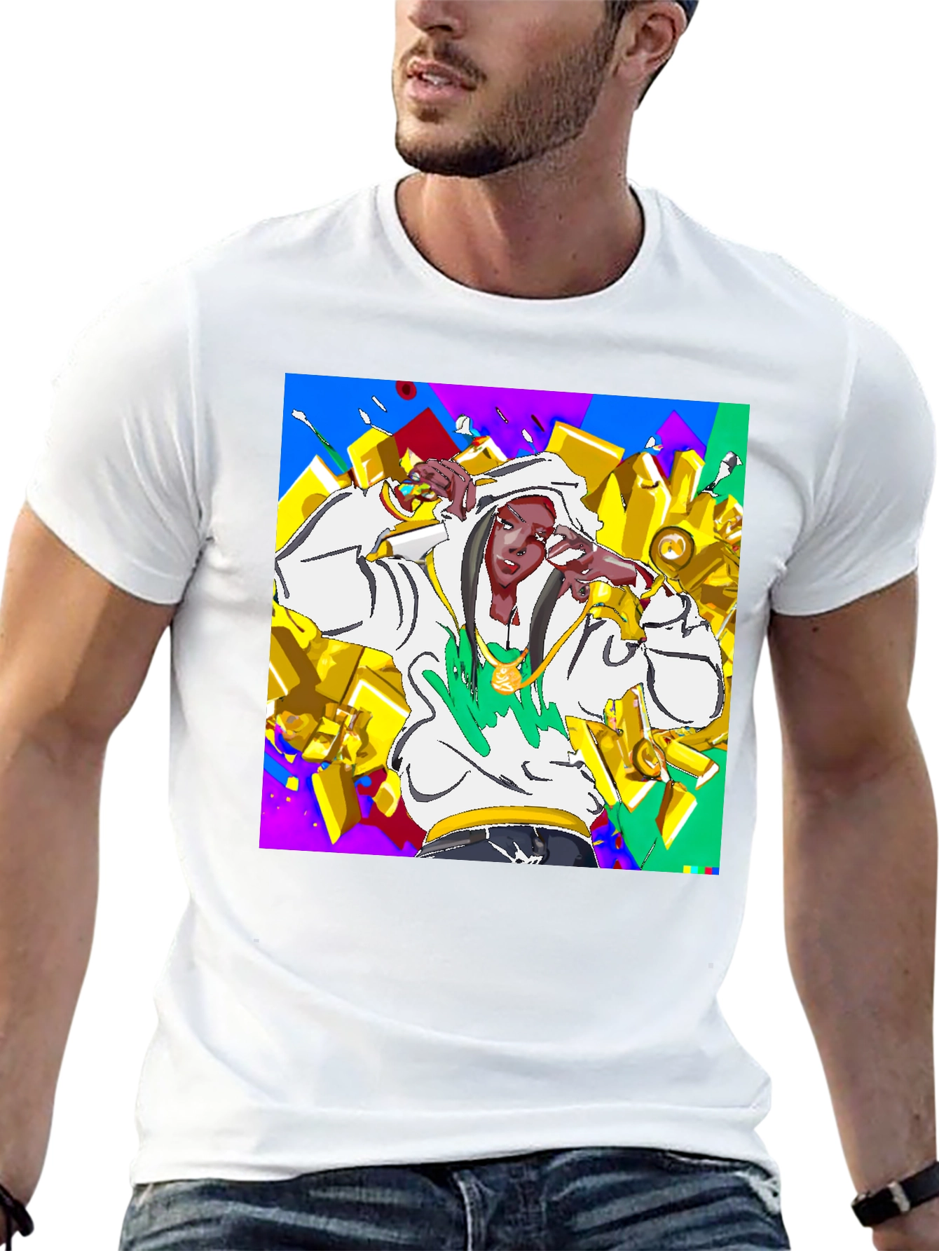 Black Urban Style Graphic Tee - Animated Character Design view 13