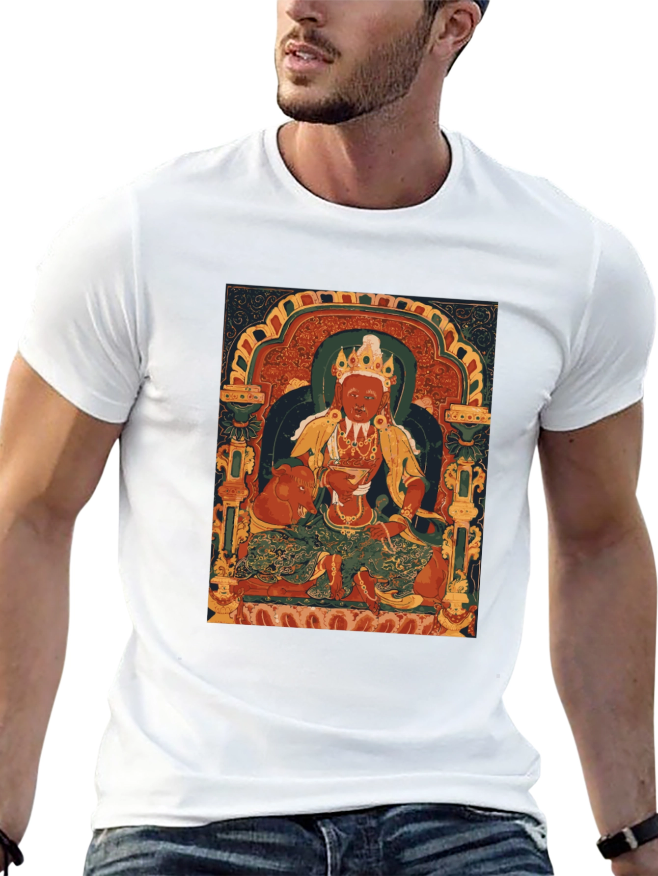 Black Vintage Thangka Art T-Shirt view 13